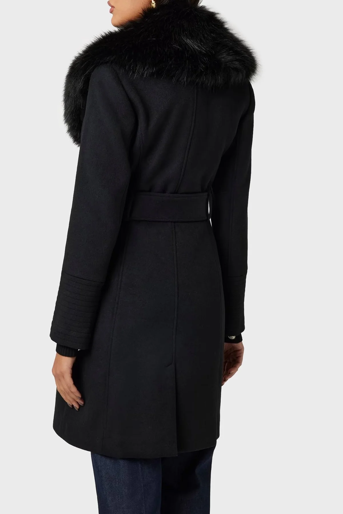 Marciano by Guess Loreta Regular Fit Kemerli Çıkarılabilir Peluş Yaka 4BGL041799Z Bayan Kaban 4BGL04 1799Z JBLK SİYAH - 3