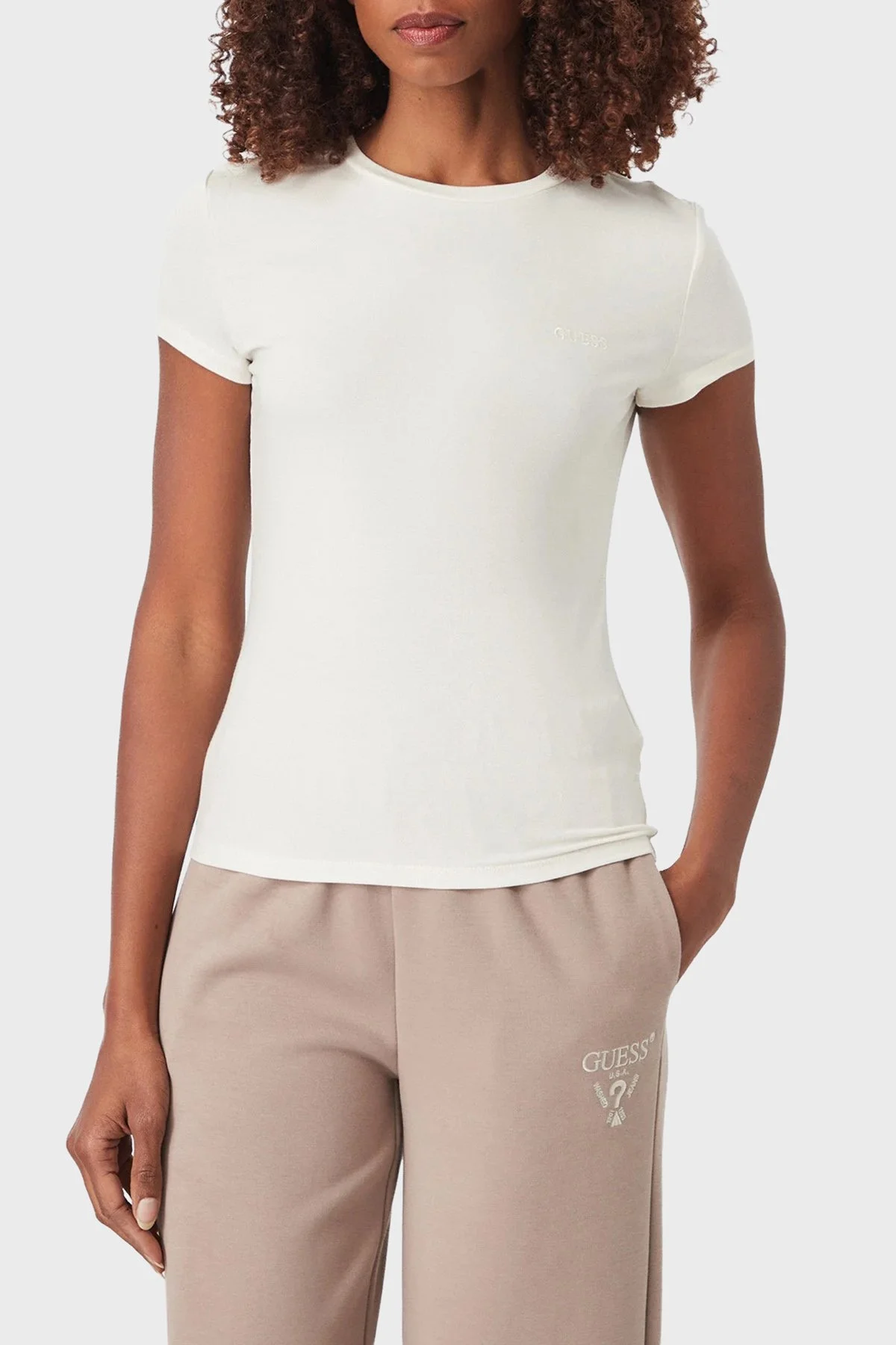 Guess Lotus Kadın T Shirt V6YI24 K4787 G1O6 Ekru - 1