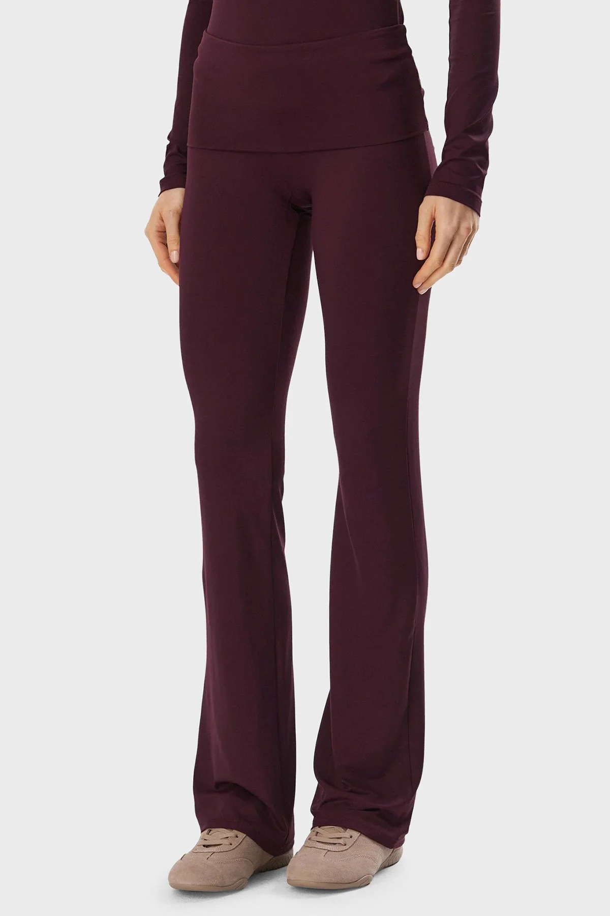 Guess Lotus Slim Fit Yüksek Bel Düz Paça V6YB24K4713 Kadın Pantolon V6YB24 K4713 RGP Bordo - 1