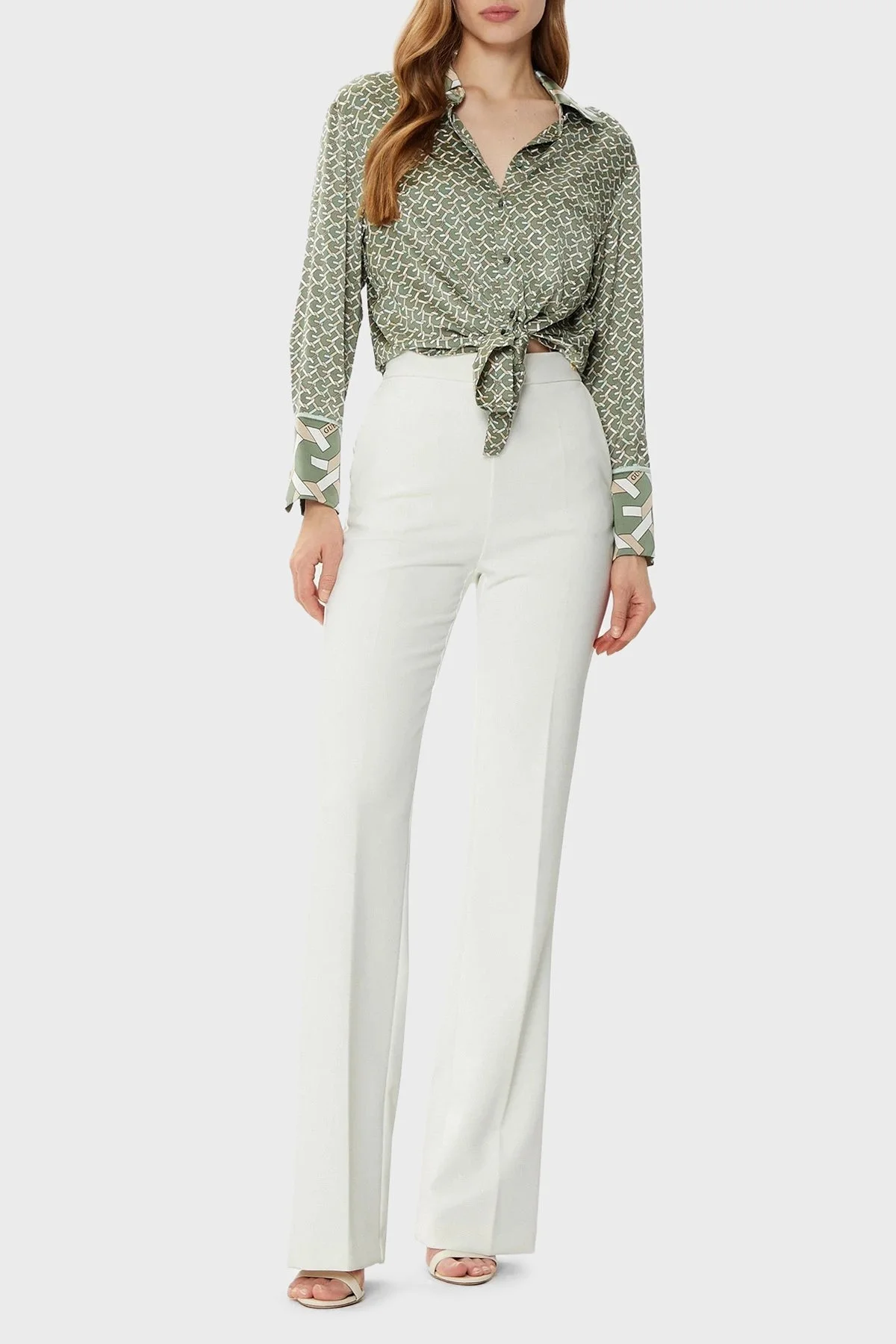 Guess Ls Alexandra 4G Logolu Regular Fit W4YH47WF1T2 Bayan Gömlek W4YH47 WF1T2 P8FS HAKİ - 7