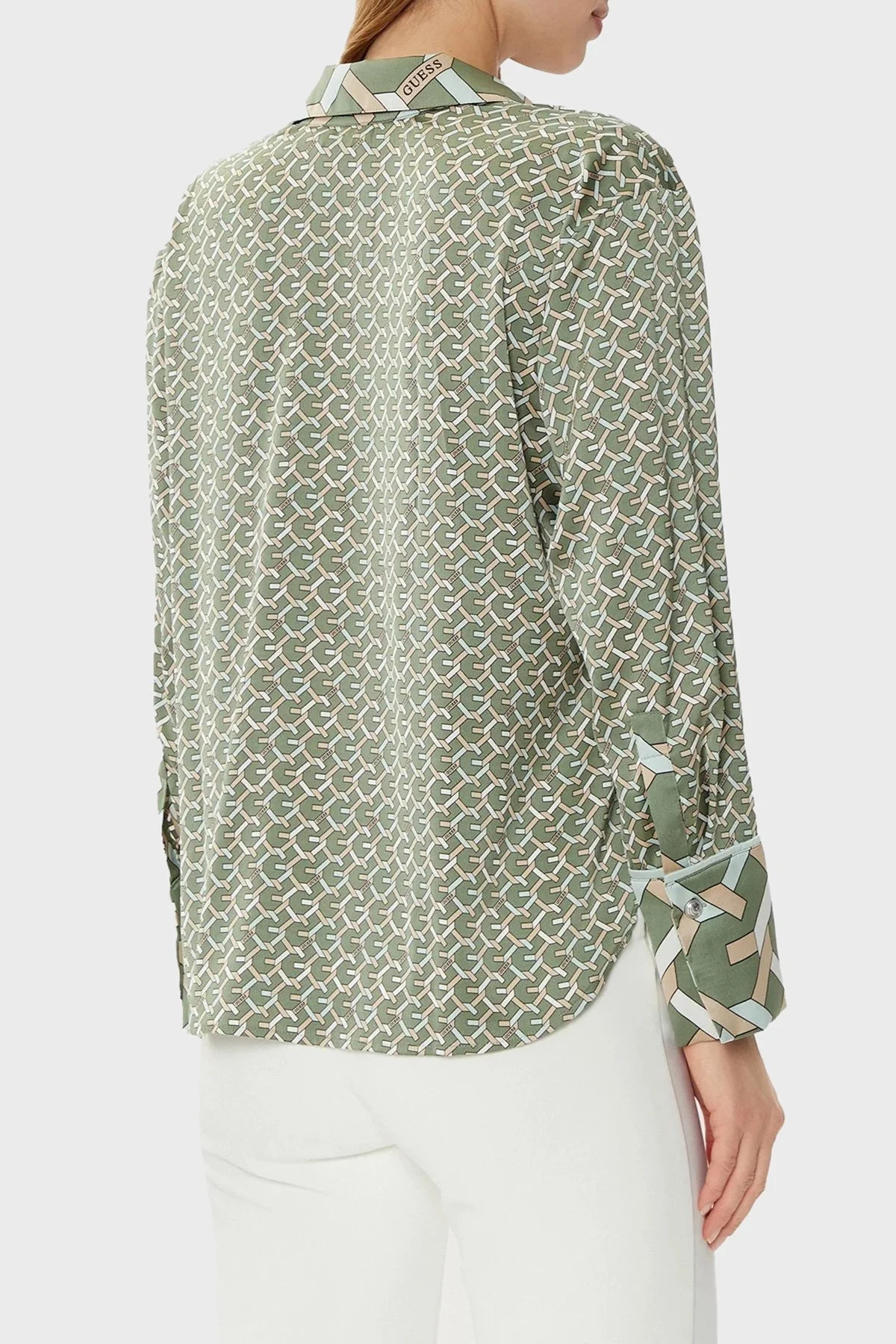 Guess Ls Alexandra 4G Logolu Regular Fit W4YH47WF1T2 Bayan Gömlek W4YH47 WF1T2 P8FS HAKİ - 8