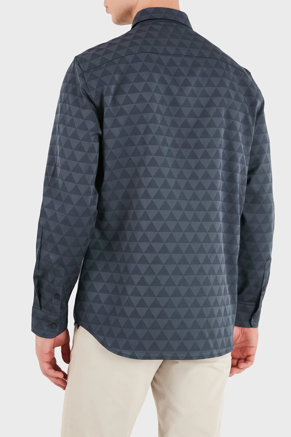 Guess Ls All Over Jacquard Logolu Jakarlı Klasik Yaka Uzun Kollu M6YH31W2892 Erkek Gömlek M6YH31 W2892 FBHQ Lacivert - 2