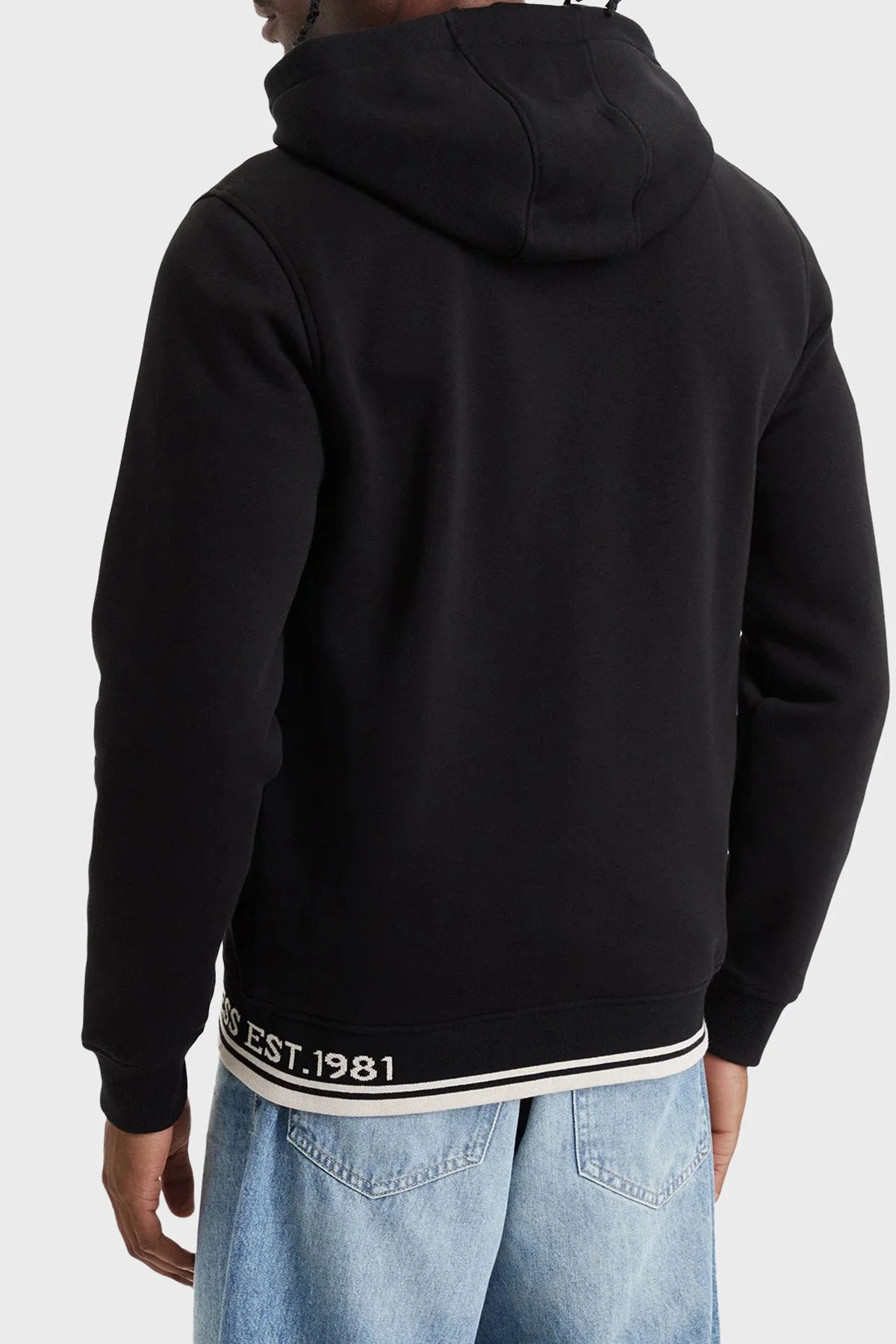 Guess Ls Classic Pamuklu Kapüşonlu Yaka Fermuarlı M6BQ48K6168 Erkek Sweat M6BQ48 K6168 JBLK Siyah - 3