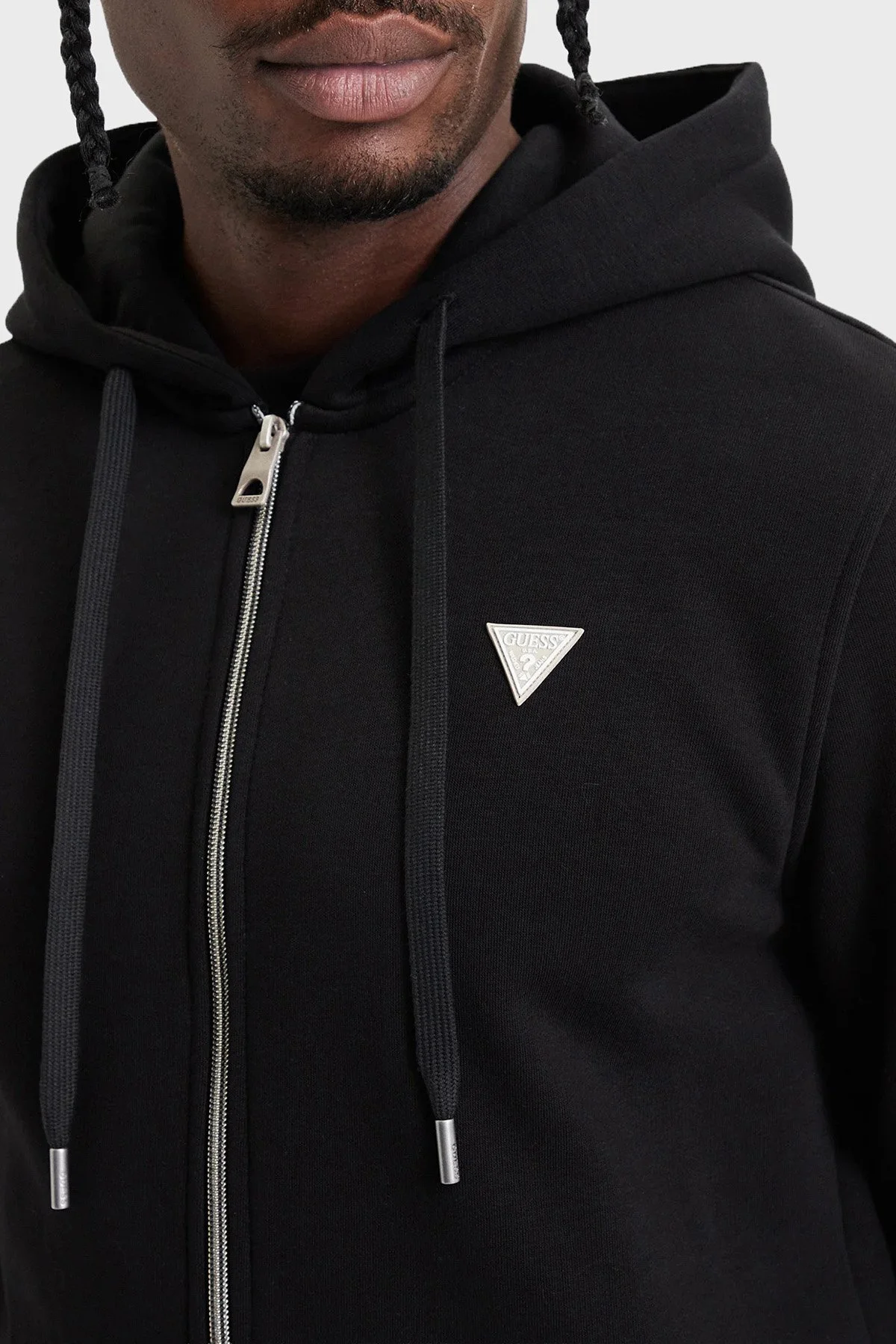 Guess Ls Classic Pamuklu Kapüşonlu Yaka Fermuarlı M6BQ48K6168 Erkek Sweat M6BQ48 K6168 JBLK Siyah - 4