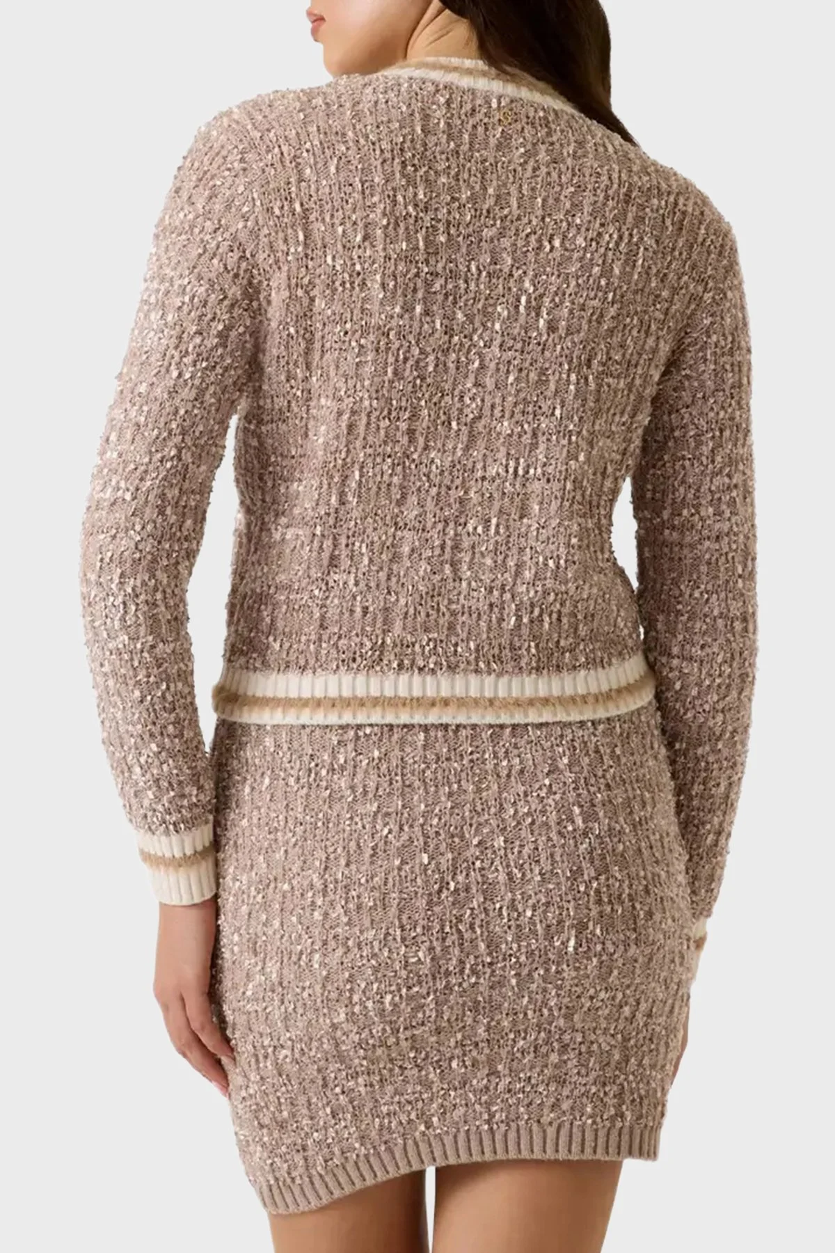 Guess Ls Cn Aomori Cardi Slim Fit Bisiklet Yaka Düğmeli Kadın Kazak W6BR75 Z1764 G1G2 Bej - 3