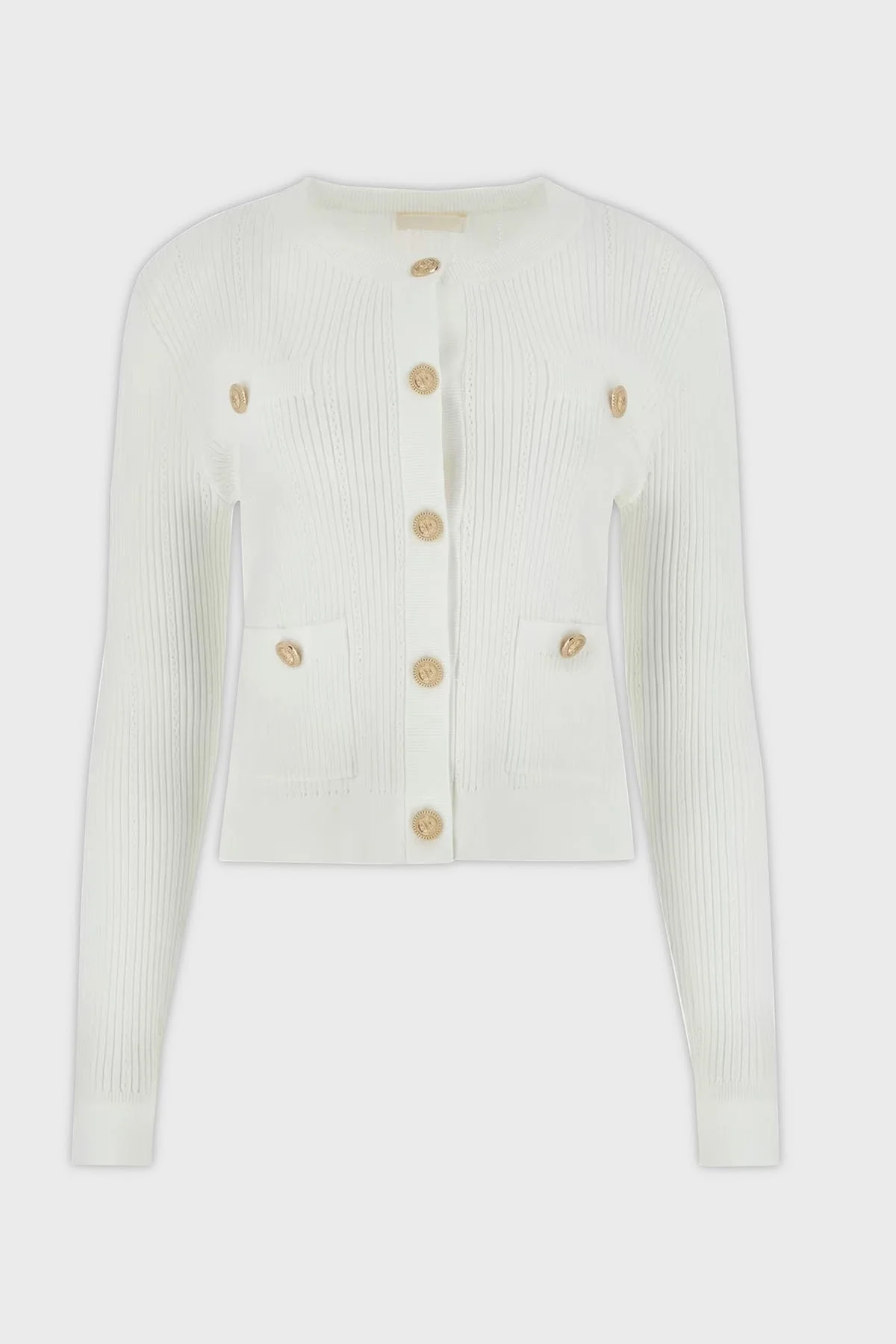 Guess Ls Cn Emmie Regular Fit Bisiklet Yaka Düğmeli Triko W5YR09Z0130 Bayan Hırka W5YR09 Z0130 G012 BEYAZ - 5