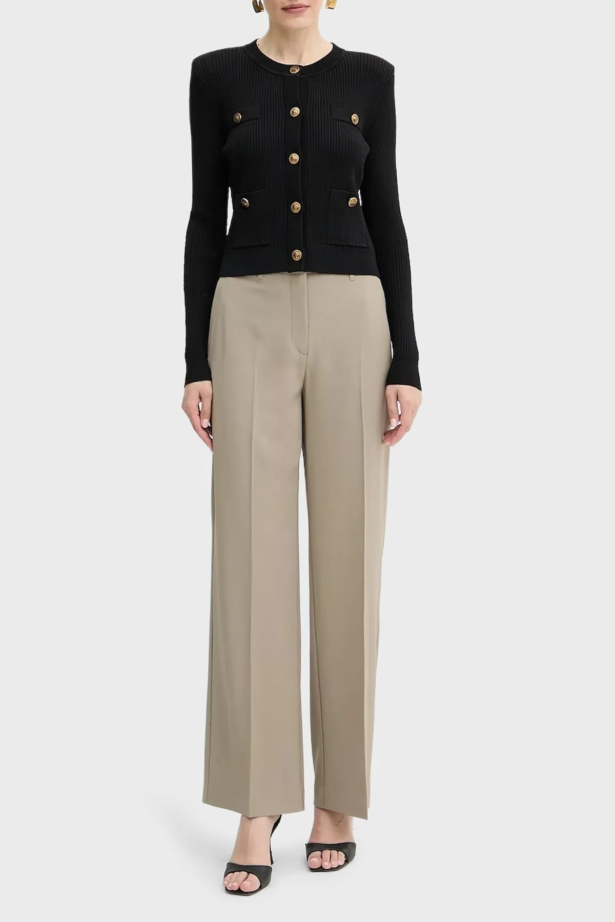 Guess Ls Cn Emmie Regular Fit Bisiklet Yaka Düğmeli Triko W5YR09Z0130 Bayan Hırka W5YR09 Z0130 JBLK SİYAH - 2