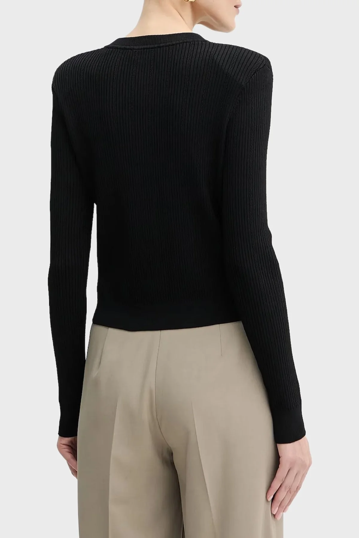 Guess Ls Cn Emmie Regular Fit Bisiklet Yaka Düğmeli Triko W5YR09Z0130 Bayan Hırka W5YR09 Z0130 JBLK SİYAH - 4