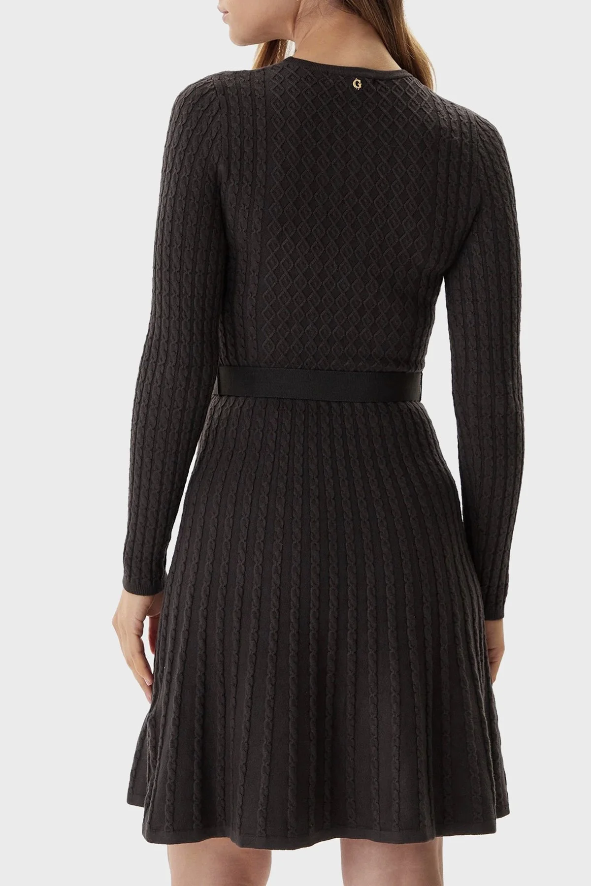 Guess Ls Cn Flare Fit Bisiklet Yaka Kemer Detaylı Mini Triko W5BK68Z2YJ2 Bayan Elbise W5BK68 Z2YJ2 G1H3 ANTRASİT - 3