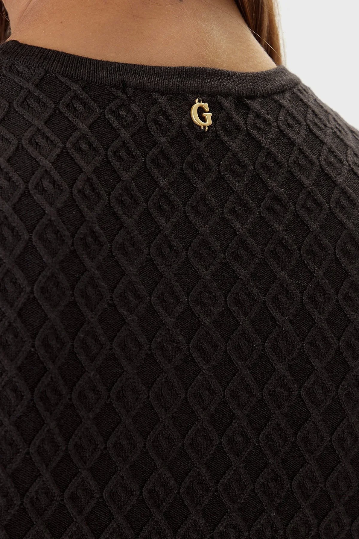 Guess Ls Cn Flare Fit Bisiklet Yaka Kemer Detaylı Mini Triko W5BK68Z2YJ2 Bayan Elbise W5BK68 Z2YJ2 G1H3 ANTRASİT - 5