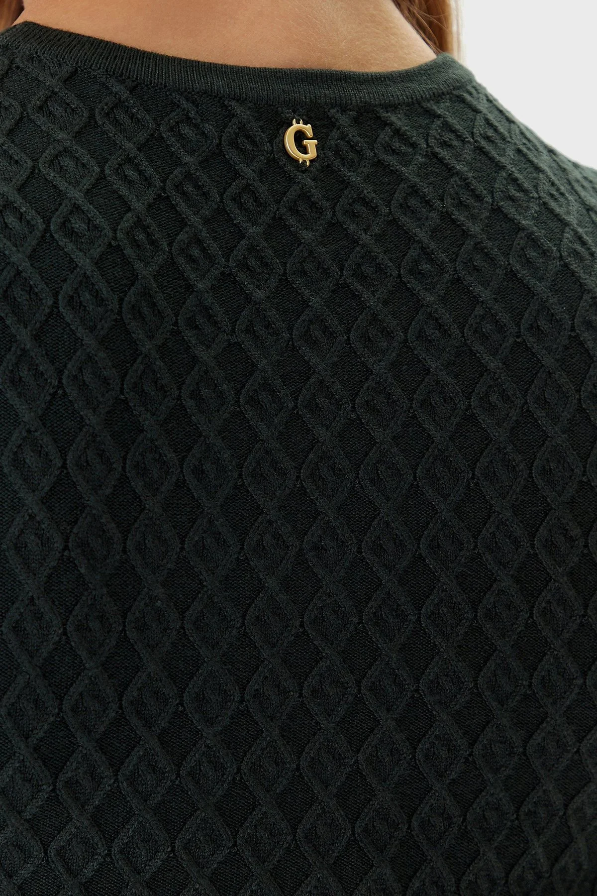 Guess Ls Cn Flare Fit Bisiklet Yaka Kemer Detaylı Mini Triko W5BK68Z2YJ2 Bayan Elbise W5BK68 Z2YJ2 G8H6 HAKİ - 5