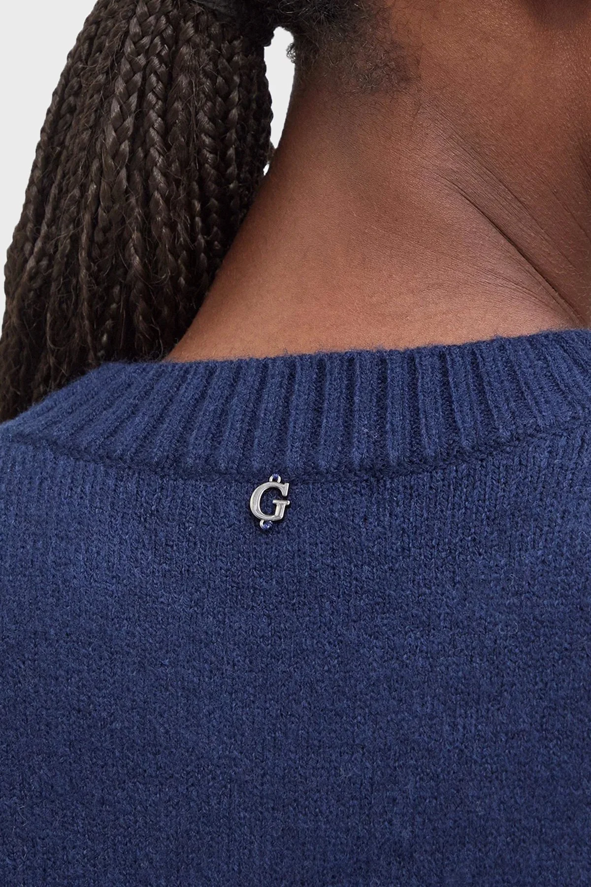 Guess Ls Cn Gracie Argyle Ekoseli Bisiklet Yaka W6BR48Z1447 Kadın Kazak W6BR48 Z1447 F5YX Lacivert - 4