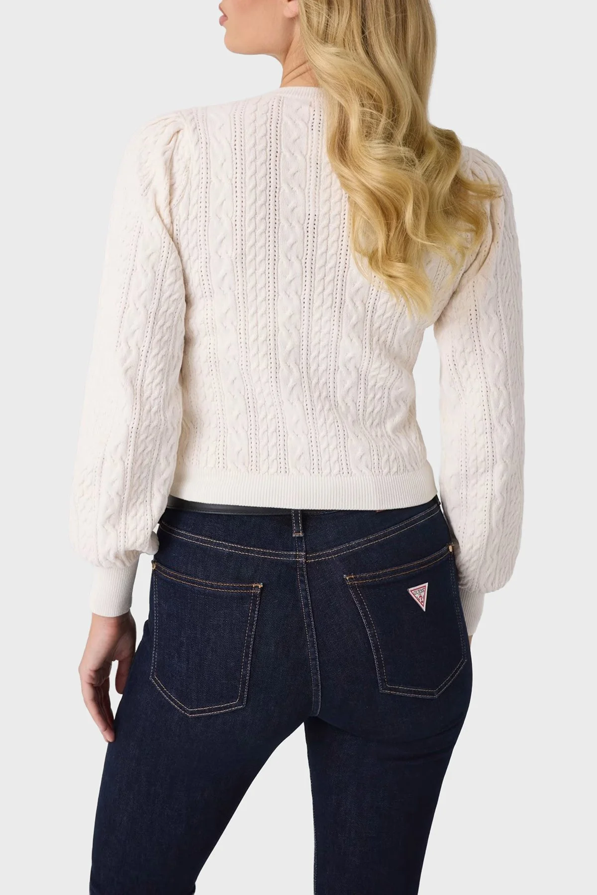 Guess Ls Cn Joanna Regular Fit Bisiklet Yaka W6BR44Z1441 Kadın Kazak W6BR44 Z1441 G012 Beyaz - 3
