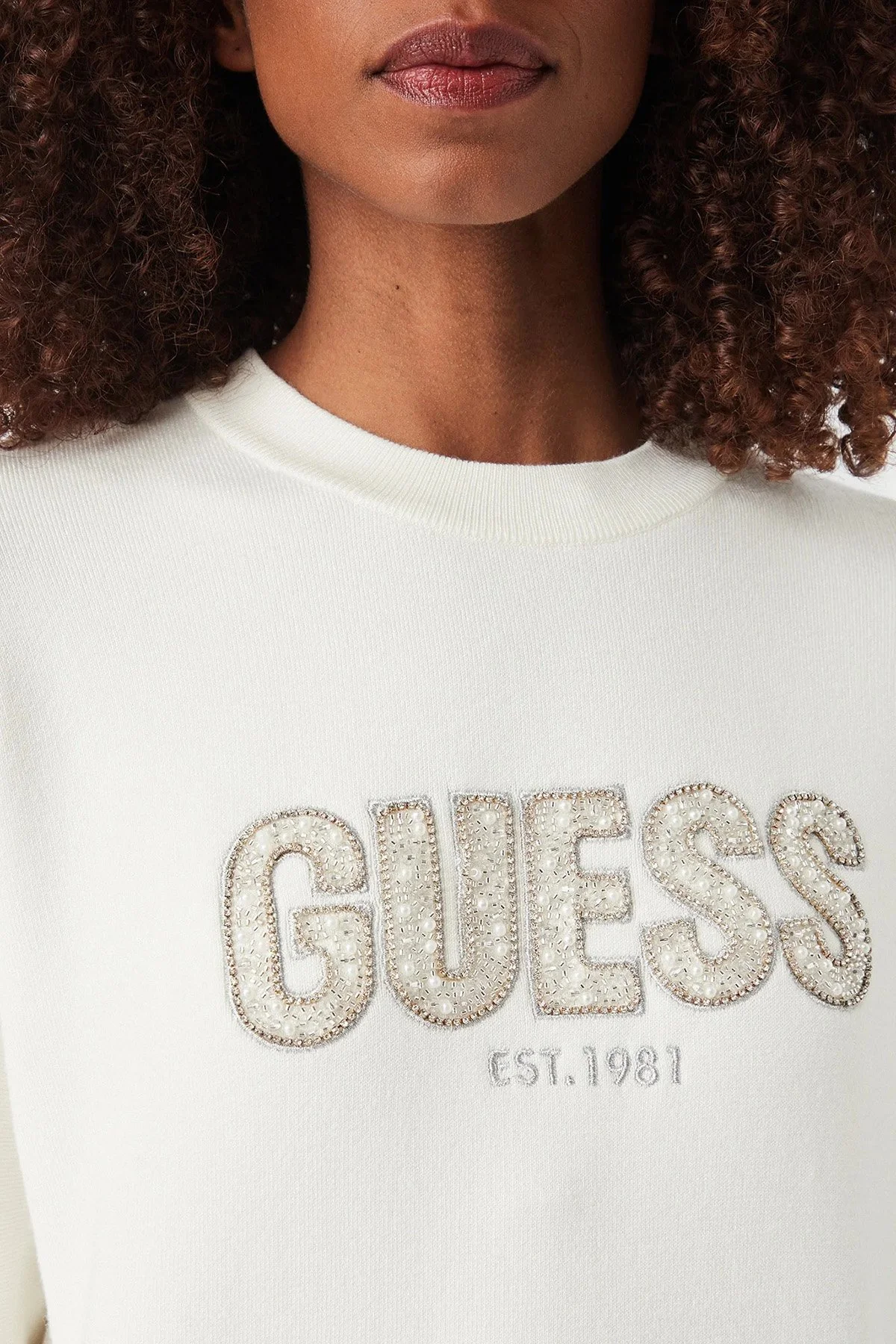 Guess Ls Cn Madeline Logo W6YR30Z0978 Kadın Kazak W6YR30 Z0978 G012 Beyaz - 4