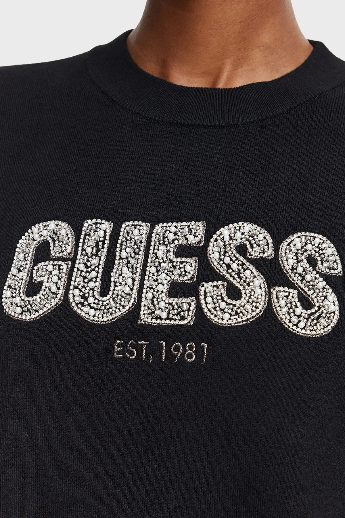 Guess Ls Cn Madeline Logo W6YR30Z0978 Kadın Kazak W6YR30 Z0978 JBLK Siyah - 4