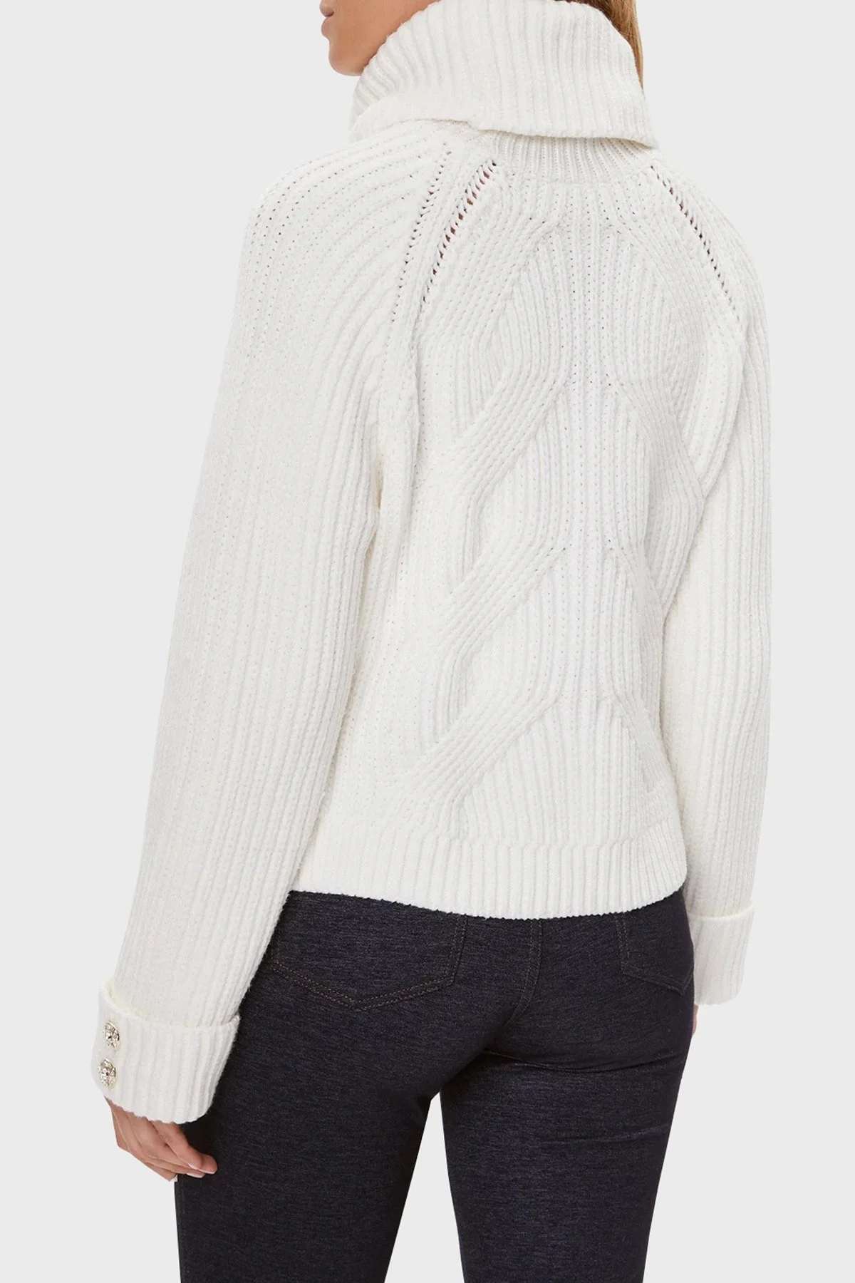 Guess Ls Lois Pamuklu Regular Fit Boğazlı Bayan Kazak W3BR44 Z3962 G011 BEYAZ - 2