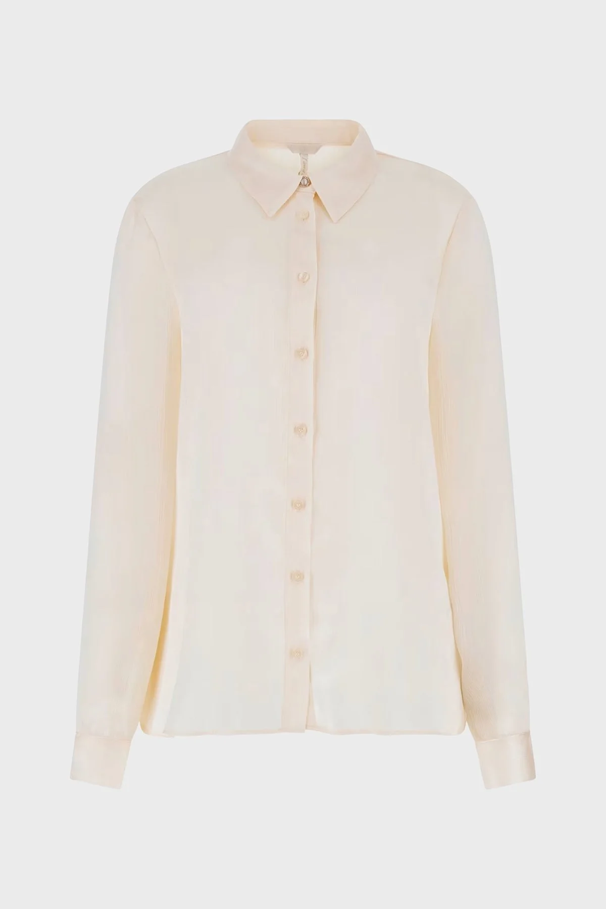 Guess Ls Marthe 4G Logolu Jakarlı Comfort Fit Uzun Kollu W5YH1AWHCR2 Bayan Gömlek W5YH1A WHCR2 G1F7 EKRU - 4