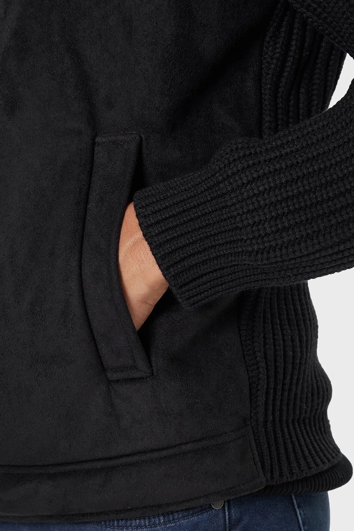 Guess Ls Mn Suede Regular Fit Dik Yaka Örgü Detaylı M5BR79Z5570 Erkek Ceket M5BR79 Z5570 JBLK SİYAH - 6