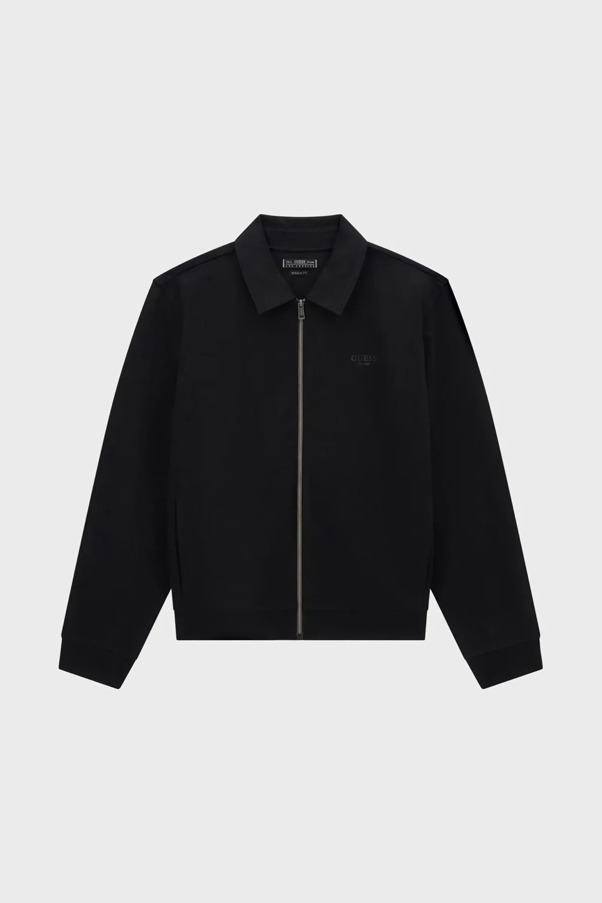 Guess Ls Pamuklu Klasik Yaka Fermuarlı M6BQ24K6164 Erkek Sweat M6BQ24 K6164 JBLK Siyah - 5