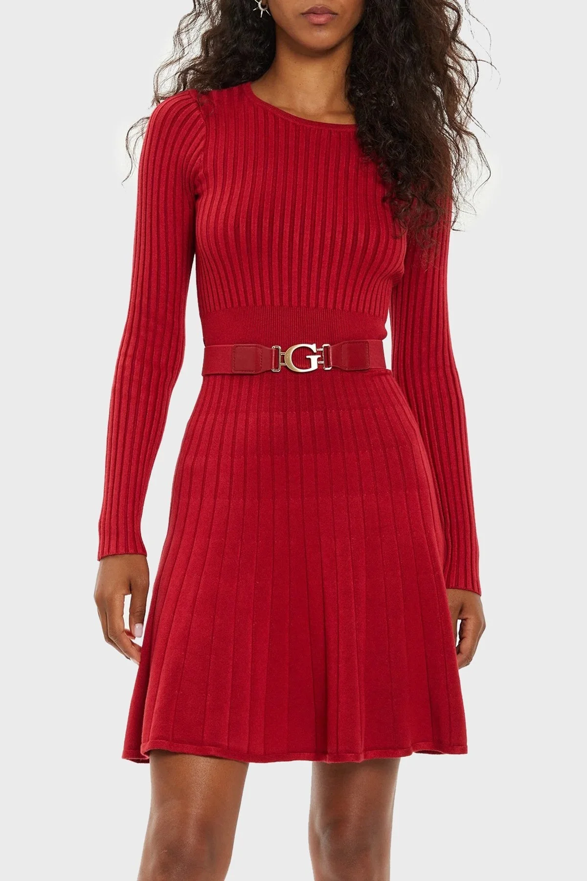 Guess Ls Rib Fitilli Kemerli Triko Mini W2BK29Z2YJ2 Bayan Elbise W2BK29 Z2YJ2 A51D KIRMIZI - 6