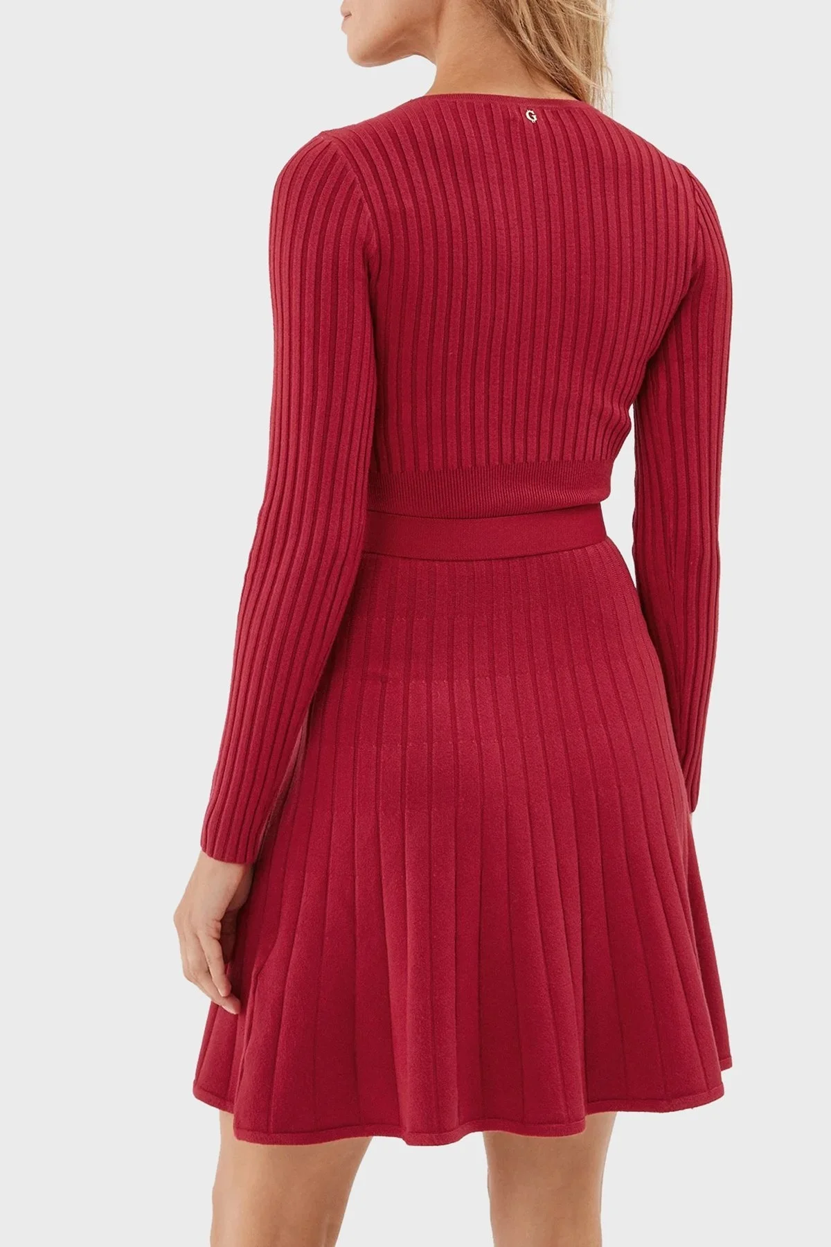 Guess Ls Rib Fitilli Mini Triko Bayan Elbise W2BK29Z2YJ2 G532 KIRMIZI - 2