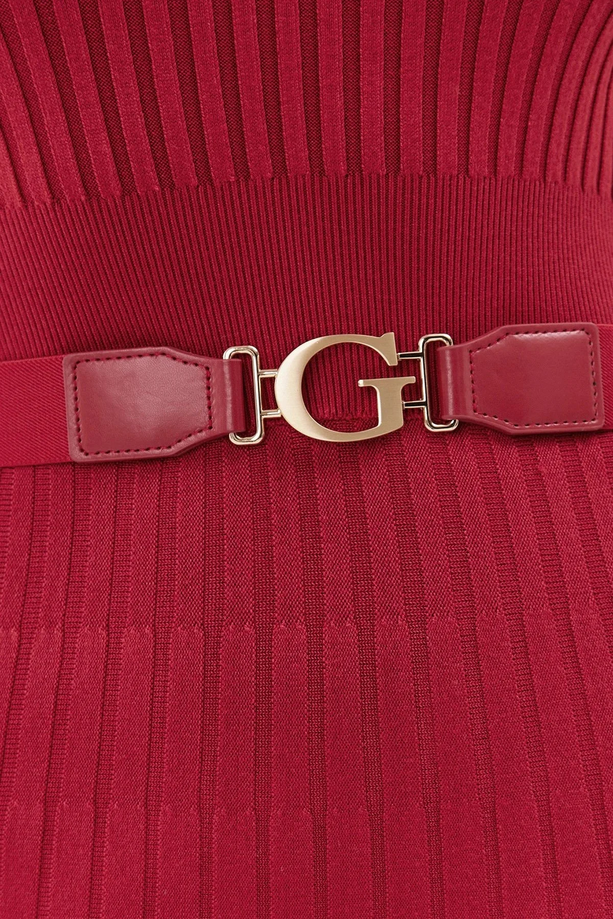 Guess Ls Rib Fitilli Mini Triko Bayan Elbise W2BK29Z2YJ2 G532 KIRMIZI - 4