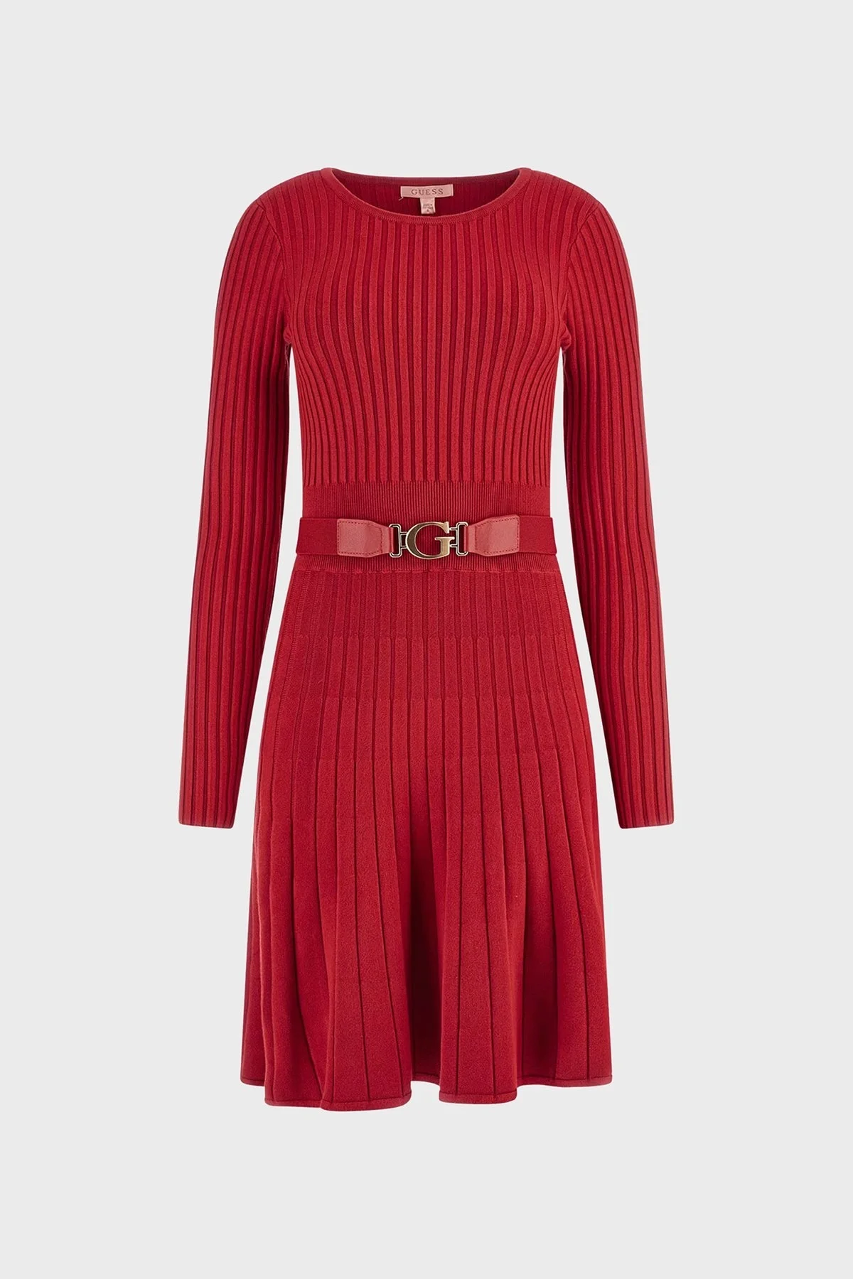 Guess Ls Rib Fitilli Mini Triko Bayan Elbise W2BK29Z2YJ2 G532 KIRMIZI - 6
