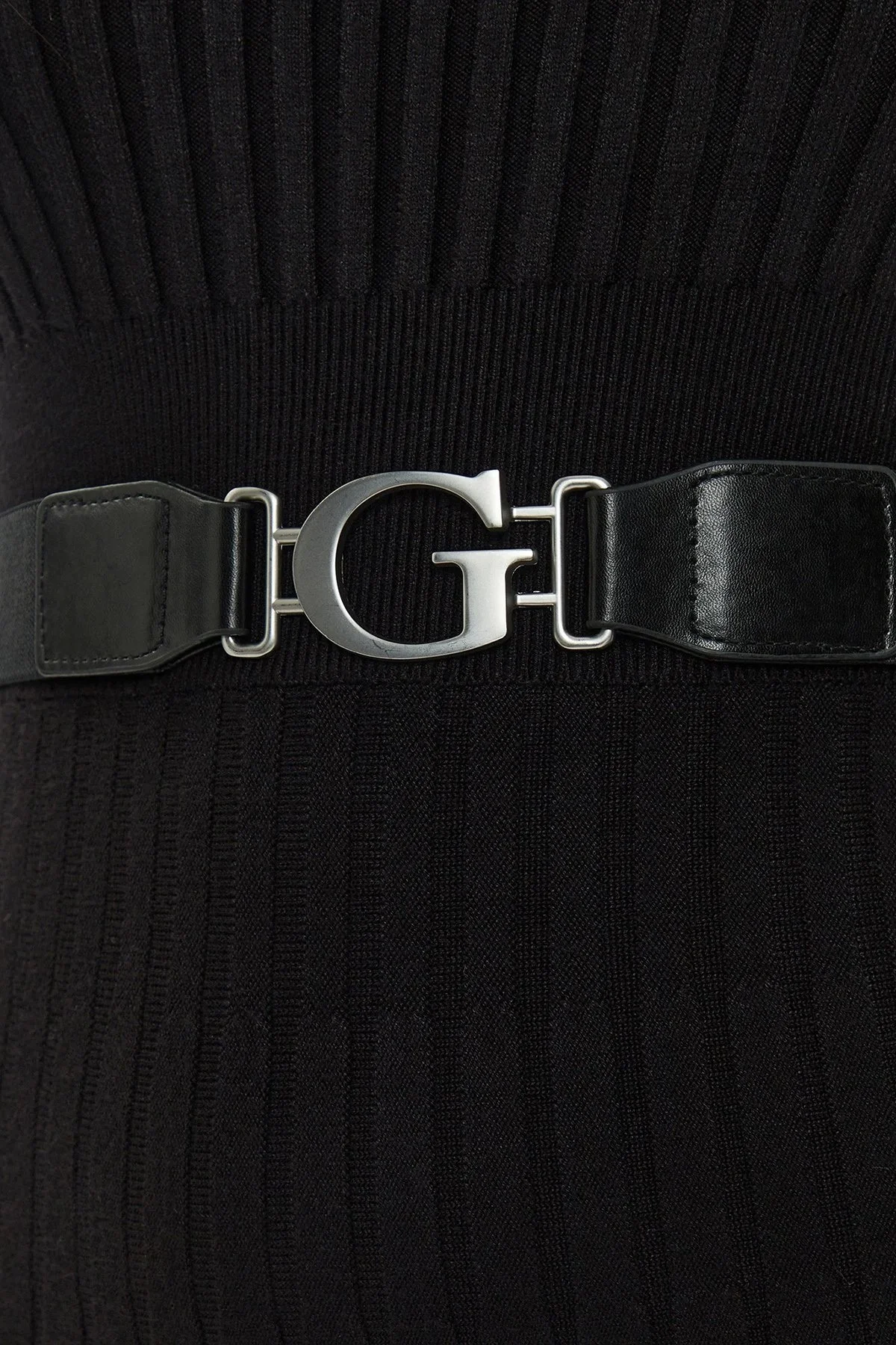 Guess Ls Rib Regular Fit Kemerli Mini Triko W2BK29Z2YJ2 Bayan Elbise W2BK29 Z2YJ2 JBLK SİYAH - 5