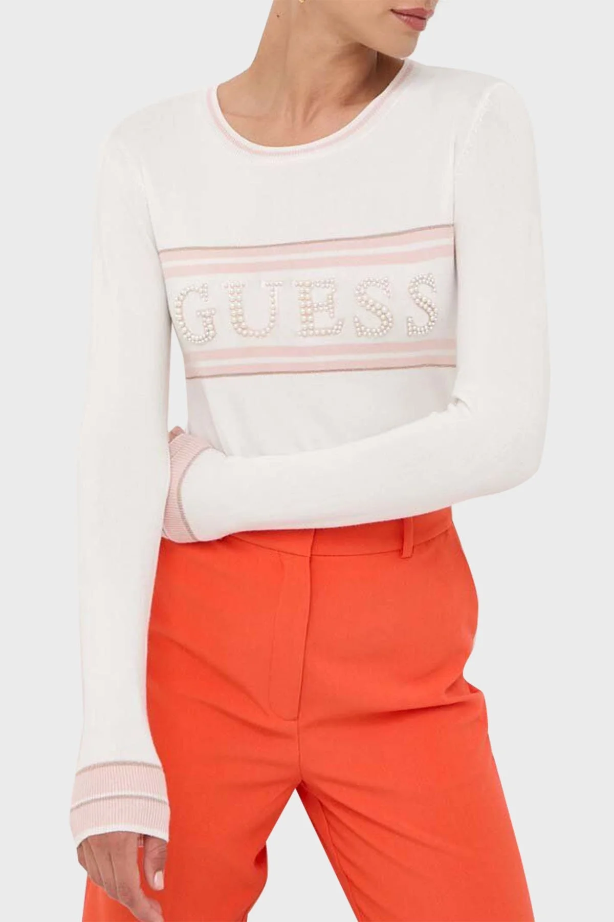 Guess Ls Rn Elsie Logolu Regular Fit Yuvarlak Yaka Bayan Sweat W3YR20Z2NQ2 G012 EKRU - 1