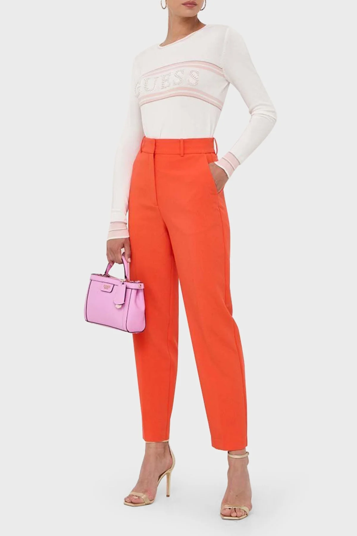 Guess Ls Rn Elsie Logolu Regular Fit Yuvarlak Yaka Bayan Sweat W3YR20Z2NQ2 G012 EKRU - 5