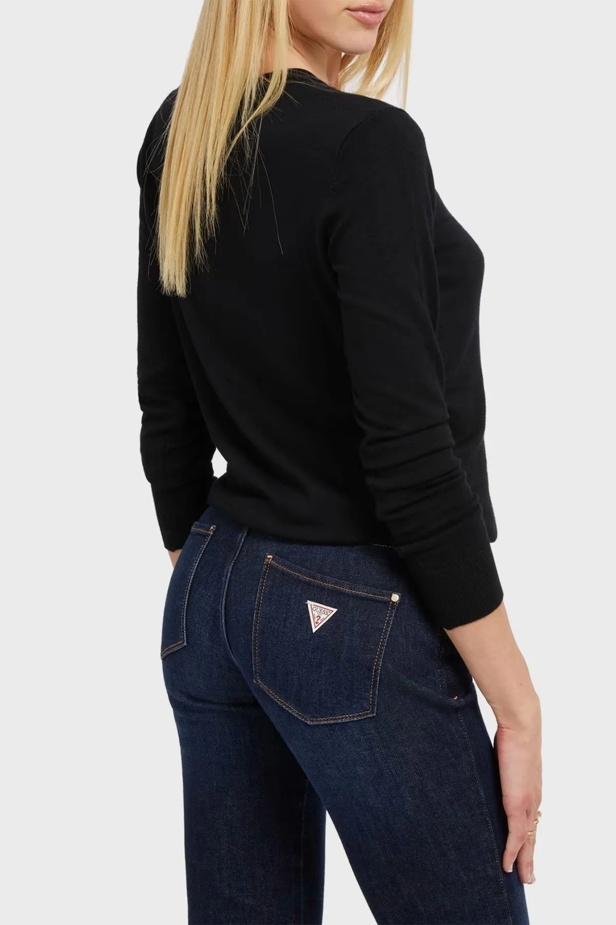 Guess Ls Rn Elsie Slim Fit Bisiklet Yaka Bayan Sweat W3YR46Z2NQ2 JBLK SİYAH - 2