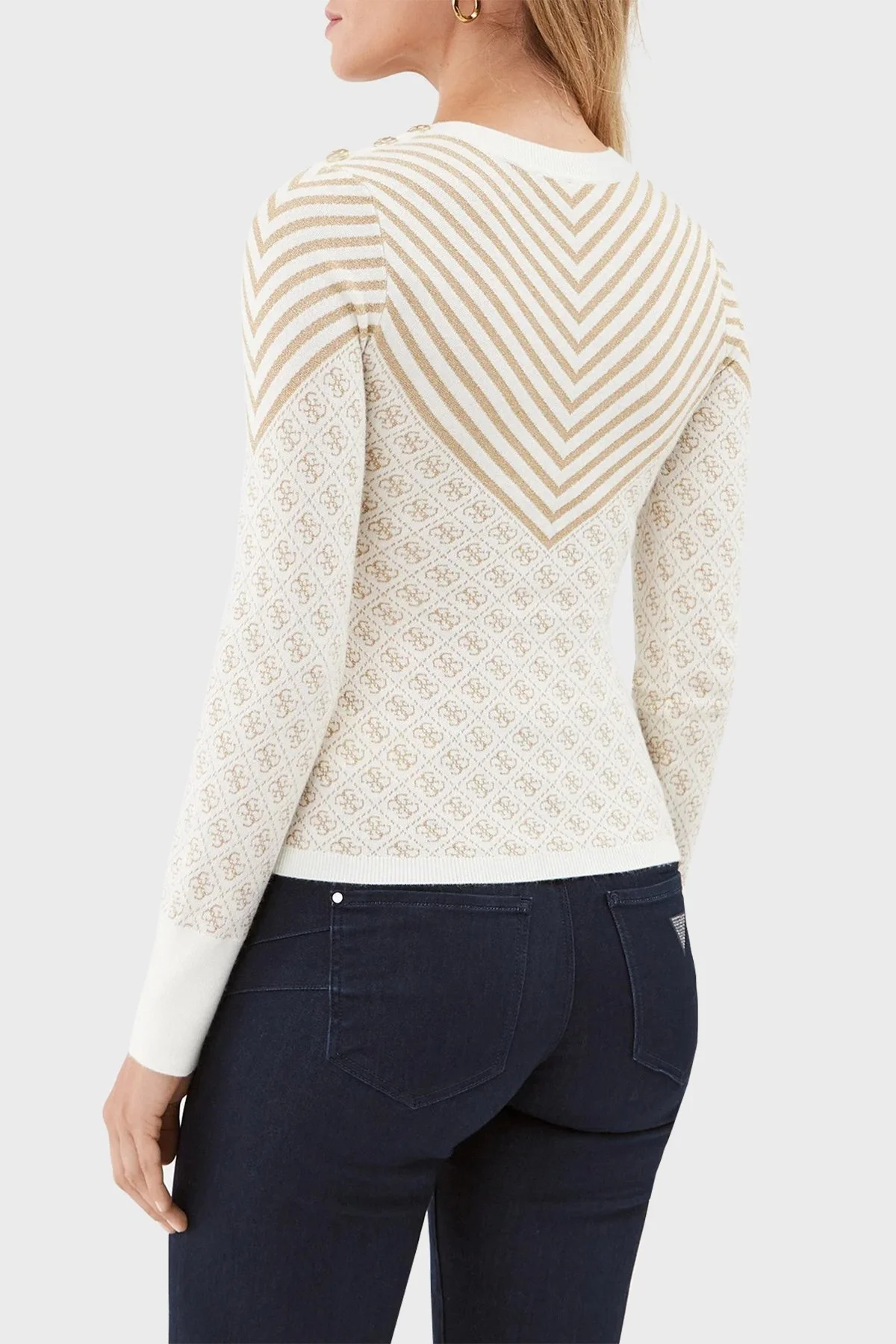 Guess Ls Rn Yün Karışımlı Slim Fit Bisiklet Yaka Bayan Kazak W3BR26Z3AE0 F02T BEJ - 2