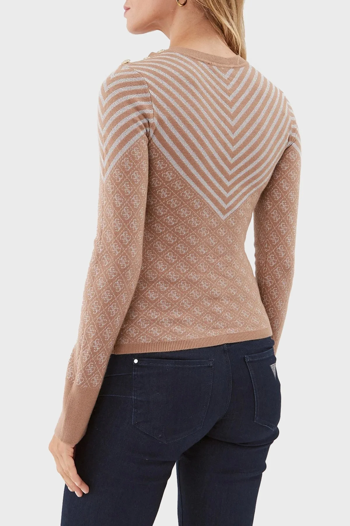 Guess Ls Rn Yün Karışımlı Slim Fit Bisiklet Yaka Bayan Kazak W3BR26Z3AE0 F1KK KAHVE - 3