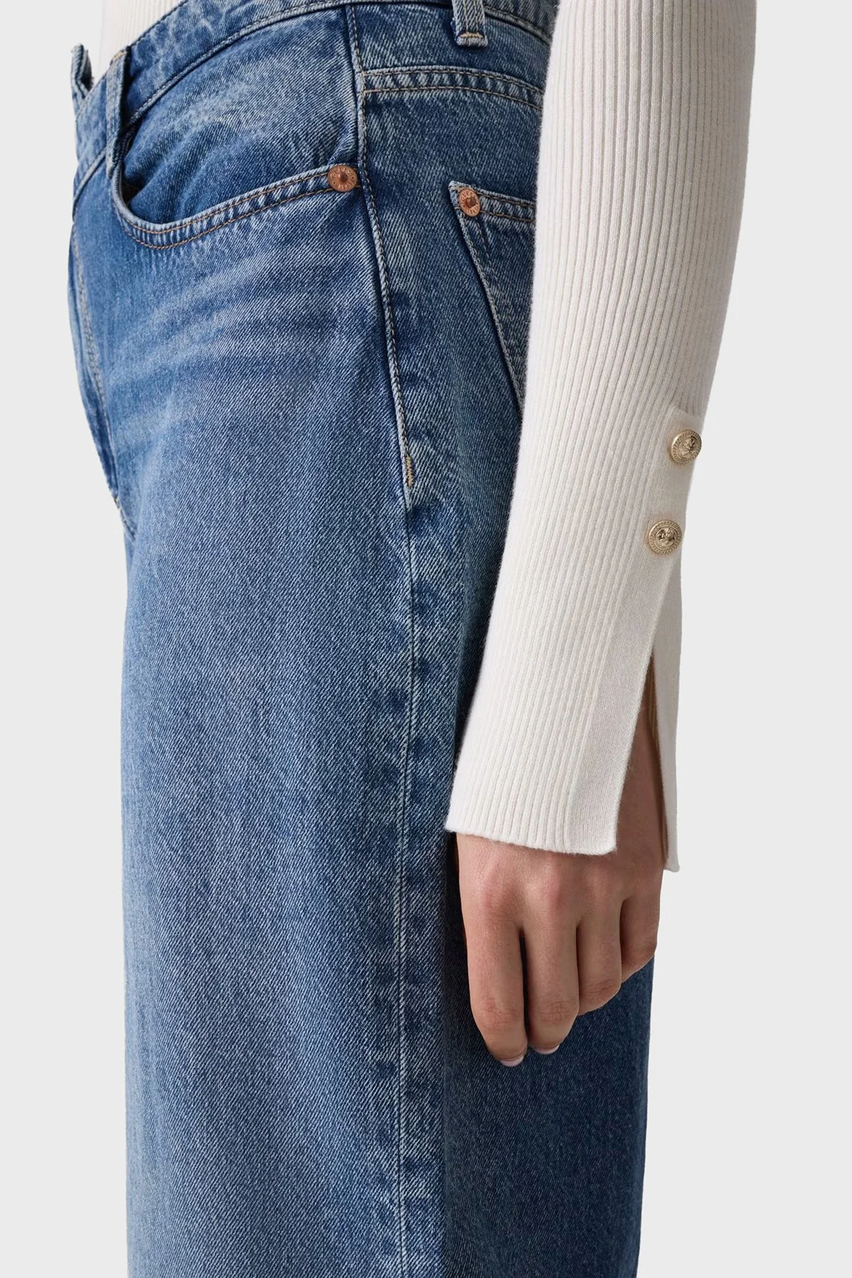 Guess Ls Tn Ellie Slim Fit Balıkçı Yaka Fitilli W6BR29Z1417 Kadın Kazak W6BR29 Z1417 G012 Beyaz - 5