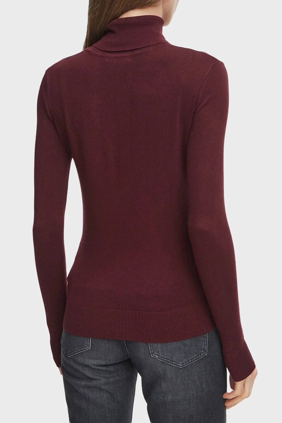 Guess Ls Tn Hallie Triangle Logolu Regular Fit Balıkçı Yaka W6BR54Z1455 Kadın Kazak W6BR54 Z1455 G596 Bordo - 3