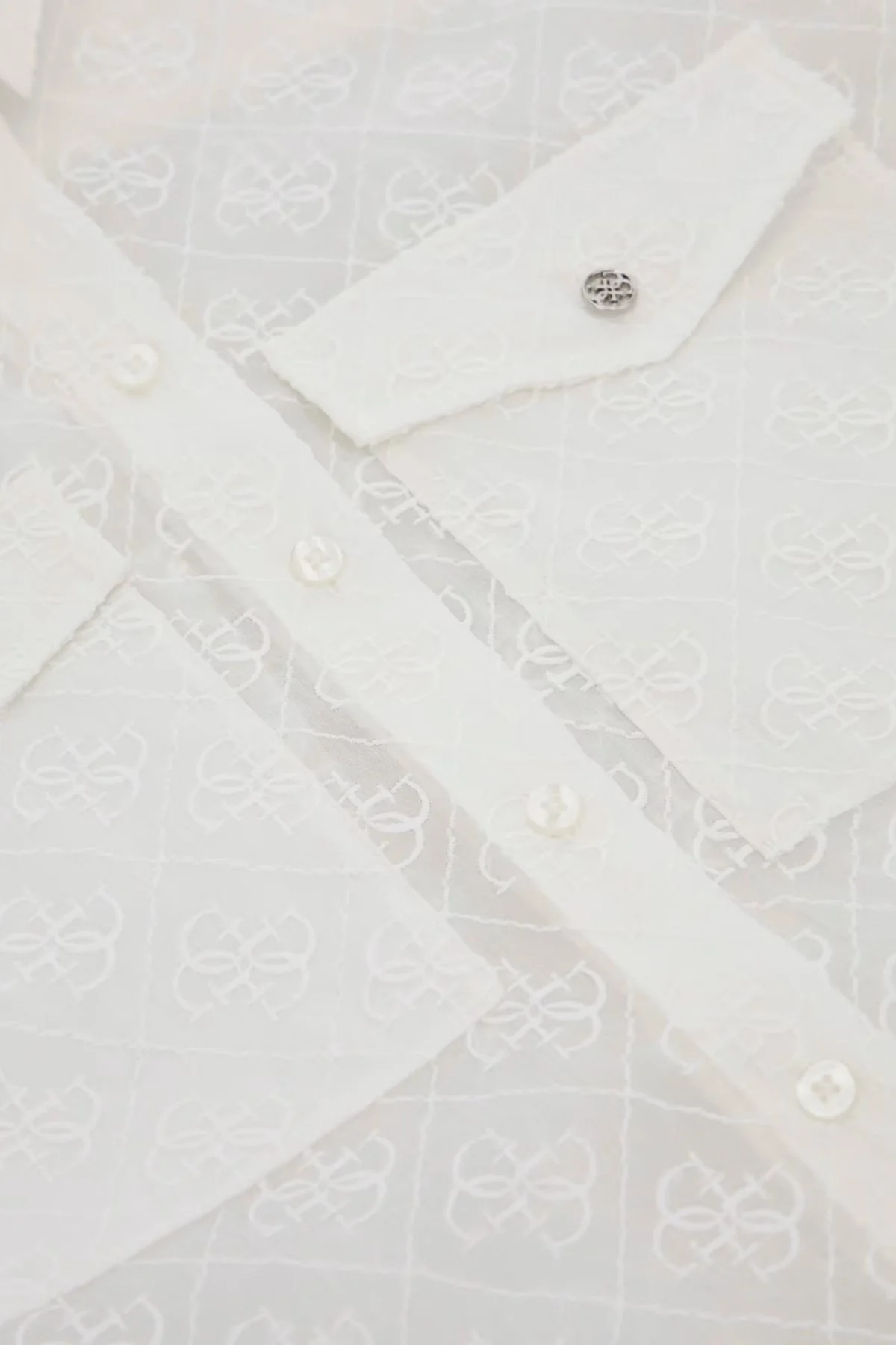 Guess Ls Viola Logo İşlemeli Relaxed Fit Organze W4RH65WFX40G011 Bayan Gömlek W4RH65WFX40 G011 BEYAZ - 5