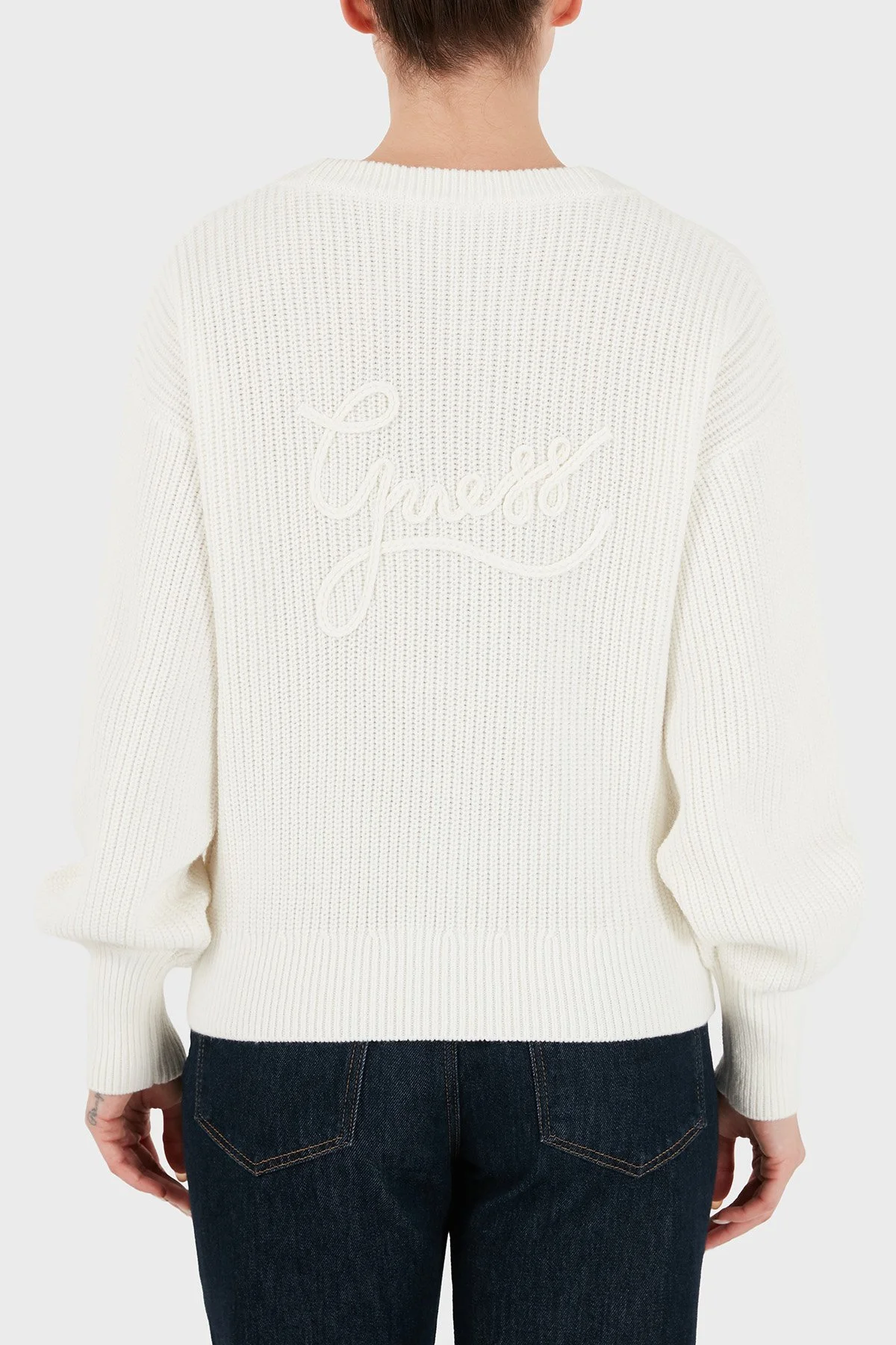 Guess Ls Vn Faith Cardi Pamuklu V Yaka Düğmeli W6BR28Z1410 Kadın Kazak W6BR28 Z1410 G012 Beyaz - 3