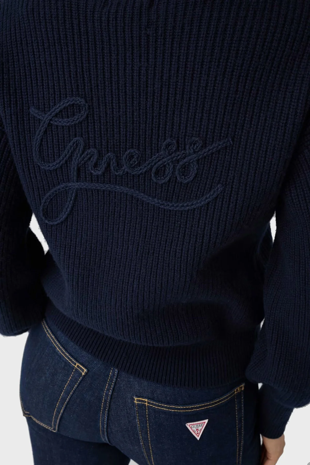 Guess Ls Vn Faith Cardi Pamuklu V Yaka Düğmeli W6BR28Z1410 Kadın Kazak W6BR28 Z1410 G7V2 Lacivert - 3