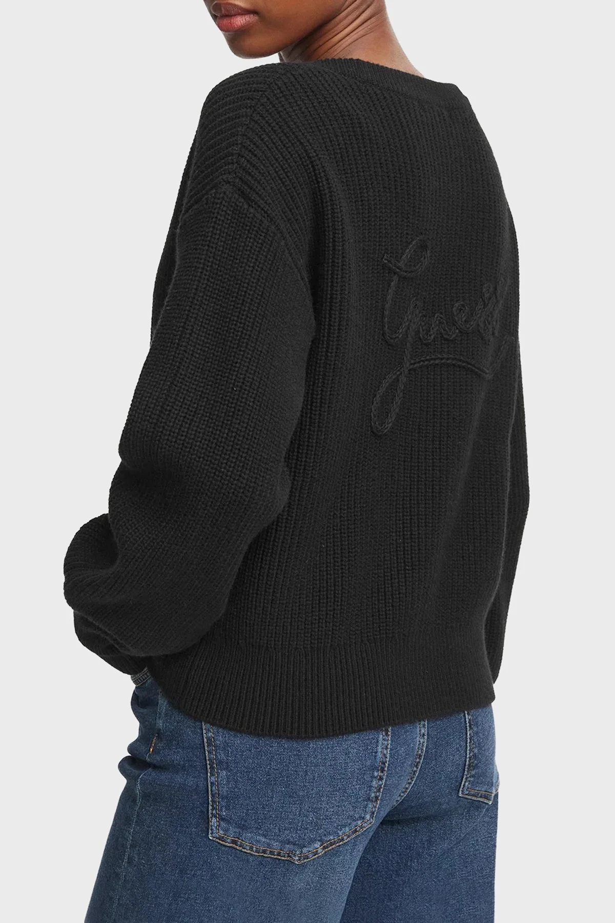 Guess Ls Vn Faith Cardi Pamuklu V Yaka Düğmeli W6BR28Z1410 Kadın Kazak W6BR28 Z1410 JBLK Siyah - 3