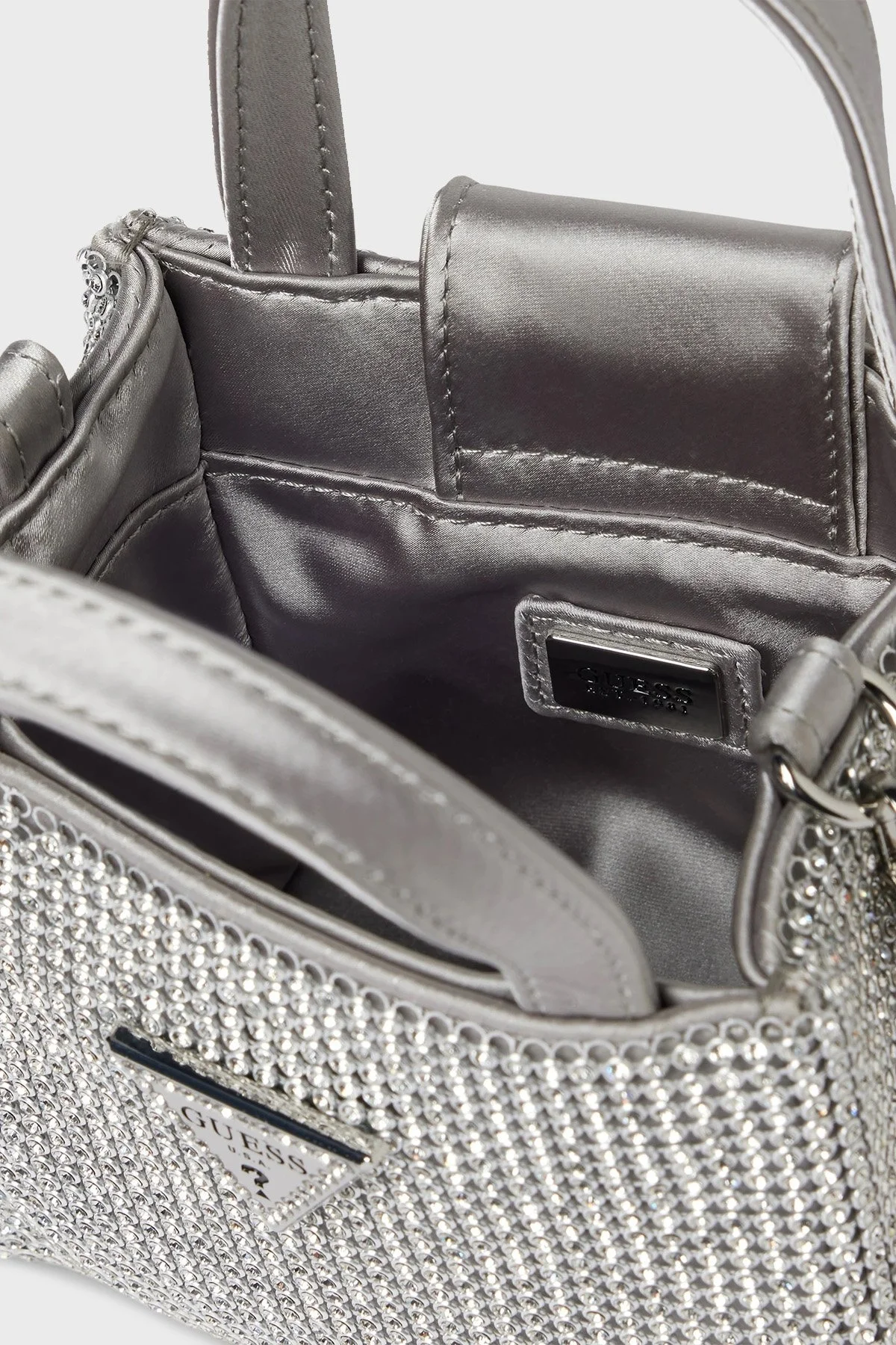 Guess Lua Logolu Tamamı Taşlı Çıkarılabilir Zincir Askılı HWRY9205770 Bayan Çanta HWRY9205770 SIL GÜMÜŞ - 3