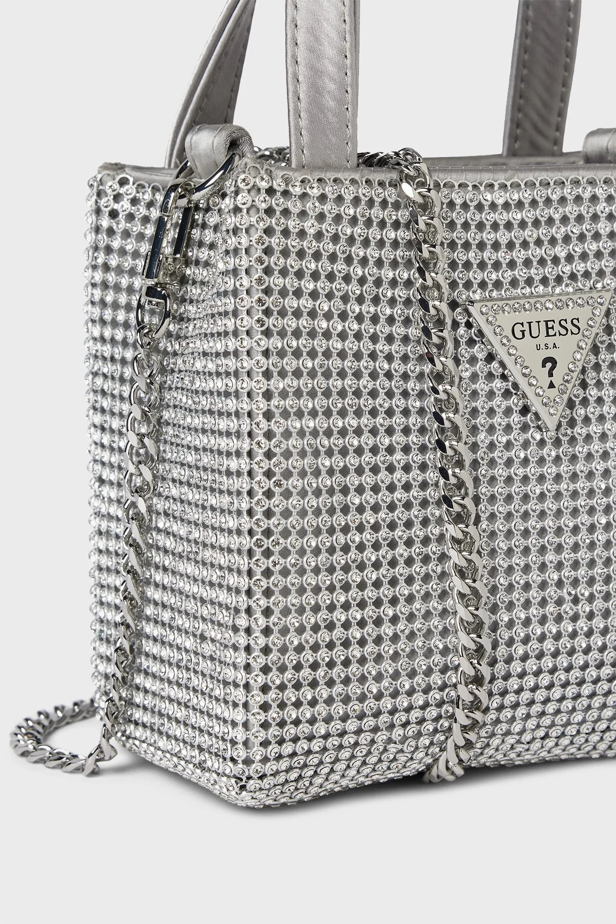 Guess Lua Logolu Tamamı Taşlı Çıkarılabilir Zincir Askılı HWRY9205770 Bayan Çanta HWRY9205770 SIL GÜMÜŞ - 5