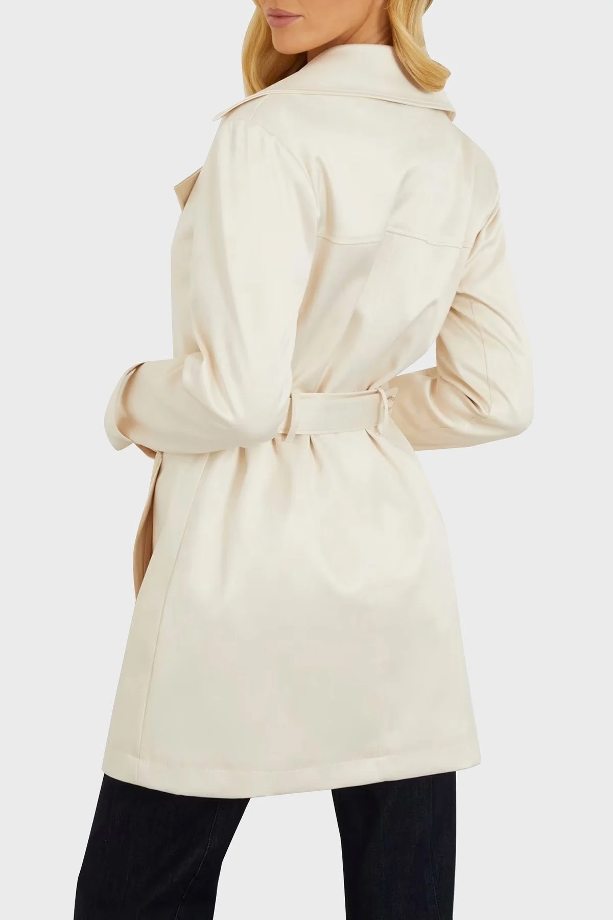 Guess Luana Regular Fit Saten W4RL08 WFJ02 Bayan Trençkot W4RL08WFJ02 G1F7 EKRU - 2