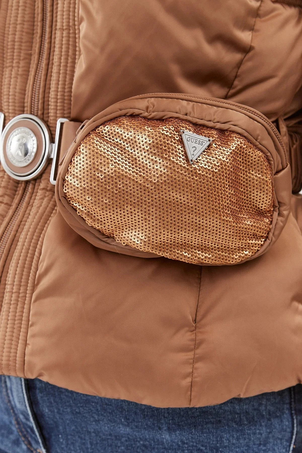 Guess Lucia Suya Dayanıklı Bel Çantalı Saten Bayan Mont W3BL19WEX12 F1AZ BEJ - 2