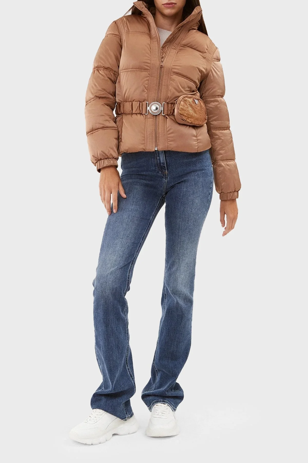 Guess Lucia Suya Dayanıklı Bel Çantalı Saten Bayan Mont W3BL19WEX12 F1AZ BEJ - 3