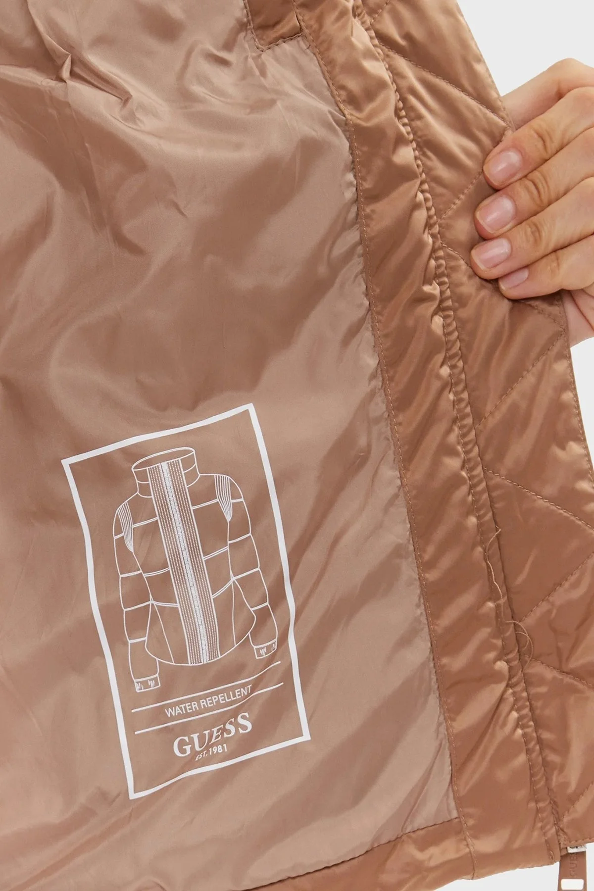 Guess Lucia Suya Dayanıklı Bel Çantalı Saten Bayan Mont W3BL19WEX12 F1AZ BEJ - 5