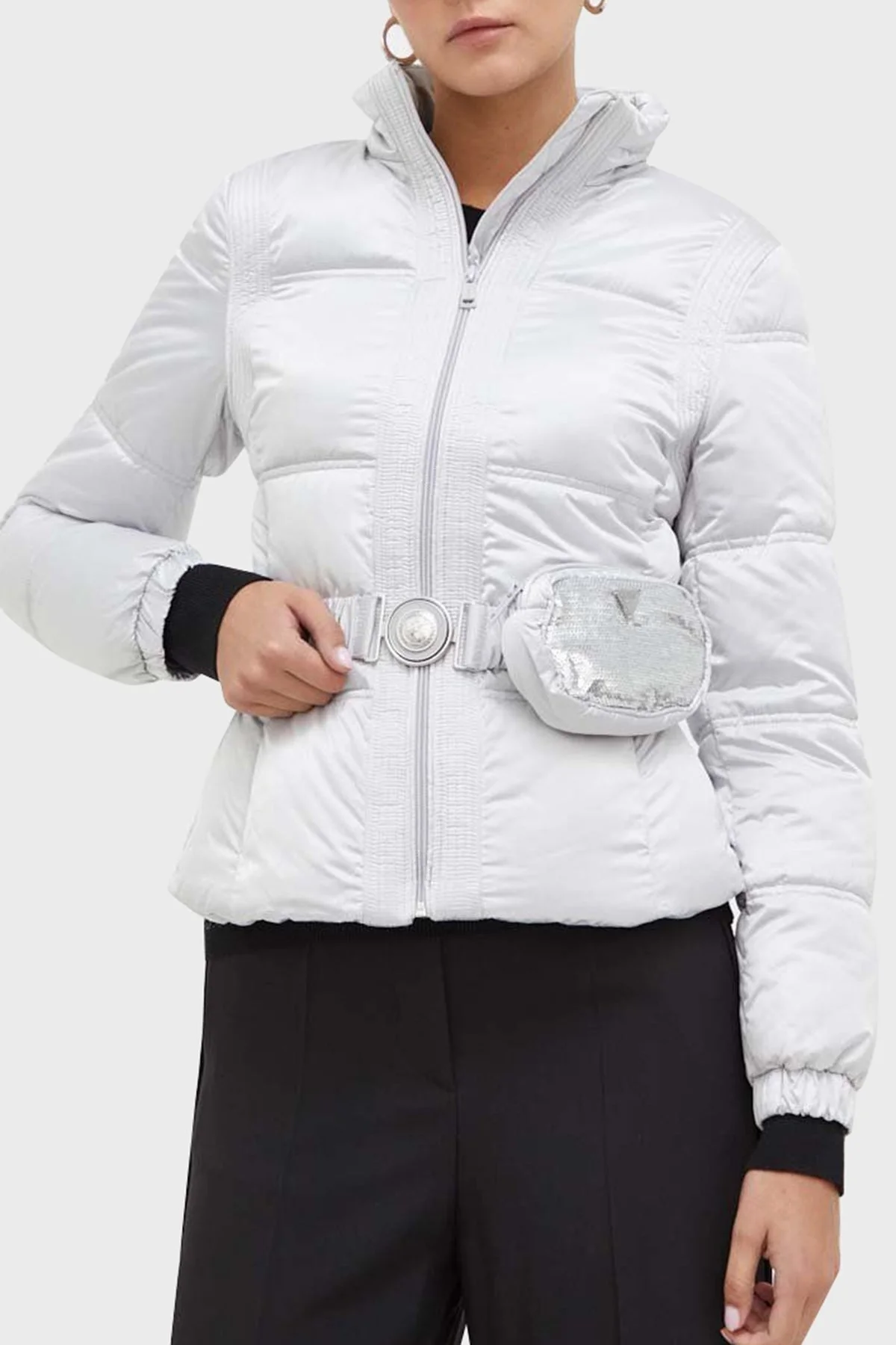 Guess Lucia Suya Dayanıklı Bel Çantalı Saten Bayan Mont W3BL19WEX12 F9OL AÇIK GRİ - 1