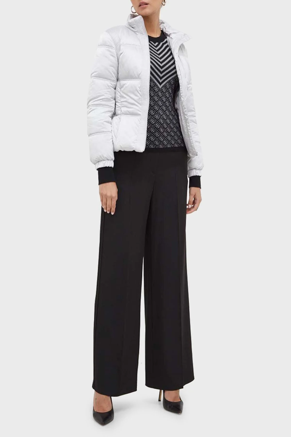 Guess Lucia Suya Dayanıklı Bel Çantalı Saten Bayan Mont W3BL19WEX12 F9OL AÇIK GRİ - 3