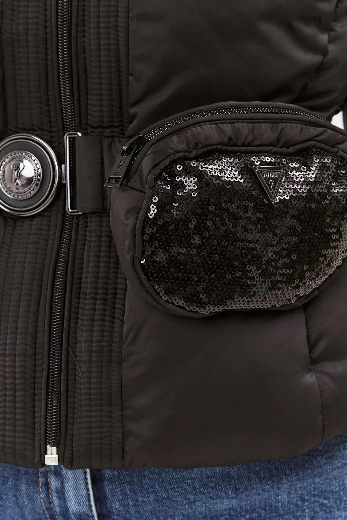 Guess Lucia Suya Dayanıklı Bel Çantalı Saten Bayan Mont W3BL19WEX12 JBLK SİYAH - 4