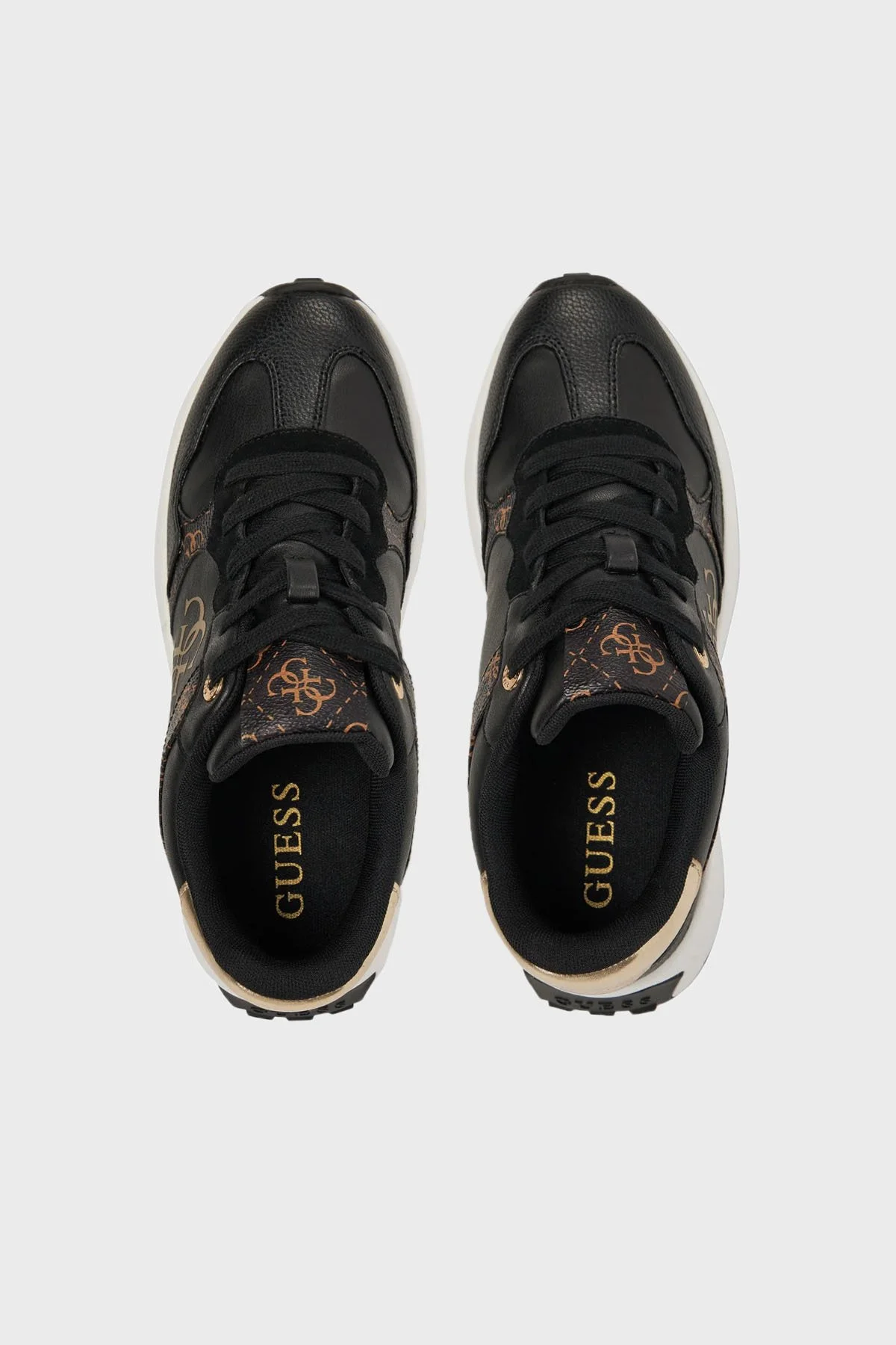 Guess Luckei 4G Logolu Sneaker FLPLUCFAL12 Kadın Ayakkabı FLPLUC FAL12 BLKBR SİYAH - 4
