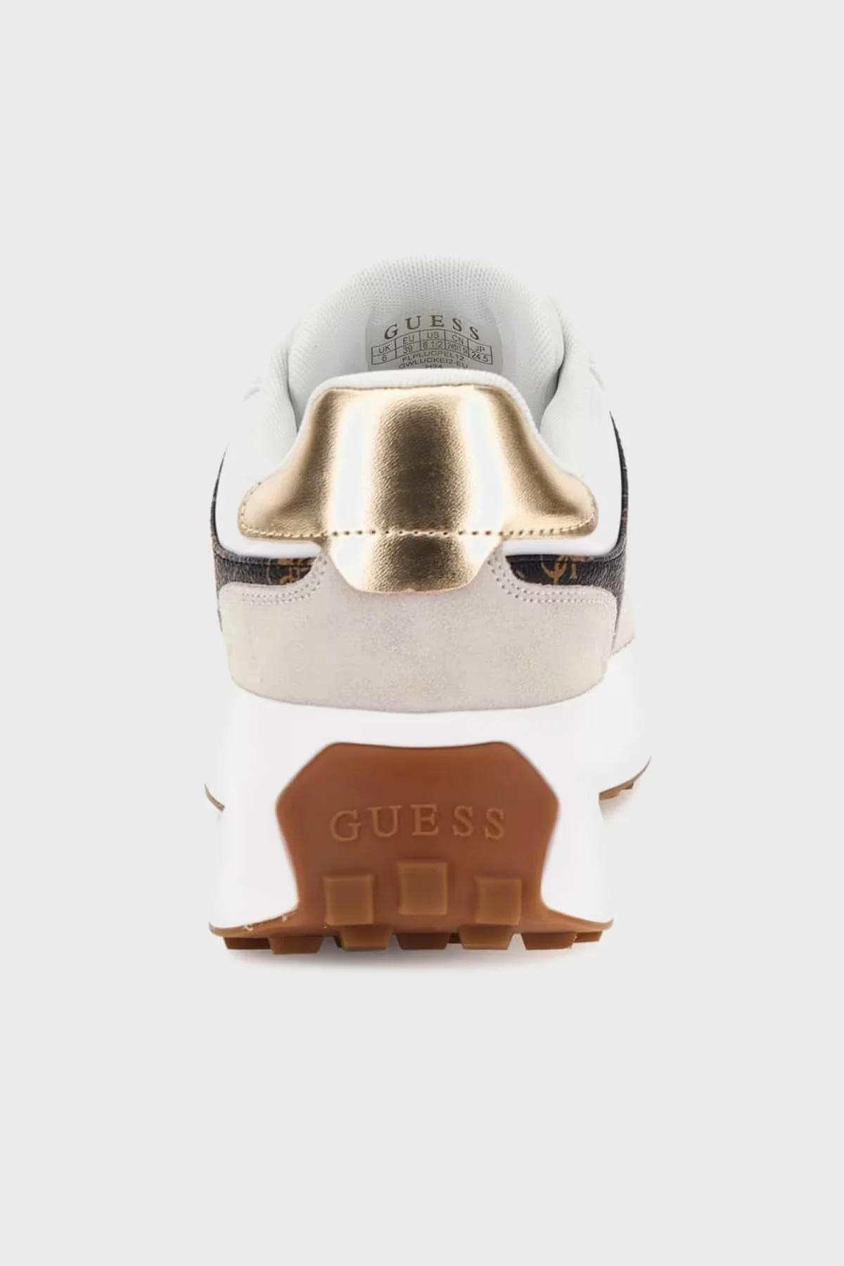 Guess Luckei 4G Logolu Süet Detaylı Sneaker FLPLUCPEL12 Kadın Ayakkabı FLPLUC PEL12 WHIBR BEYAZ-KAHVE - 4